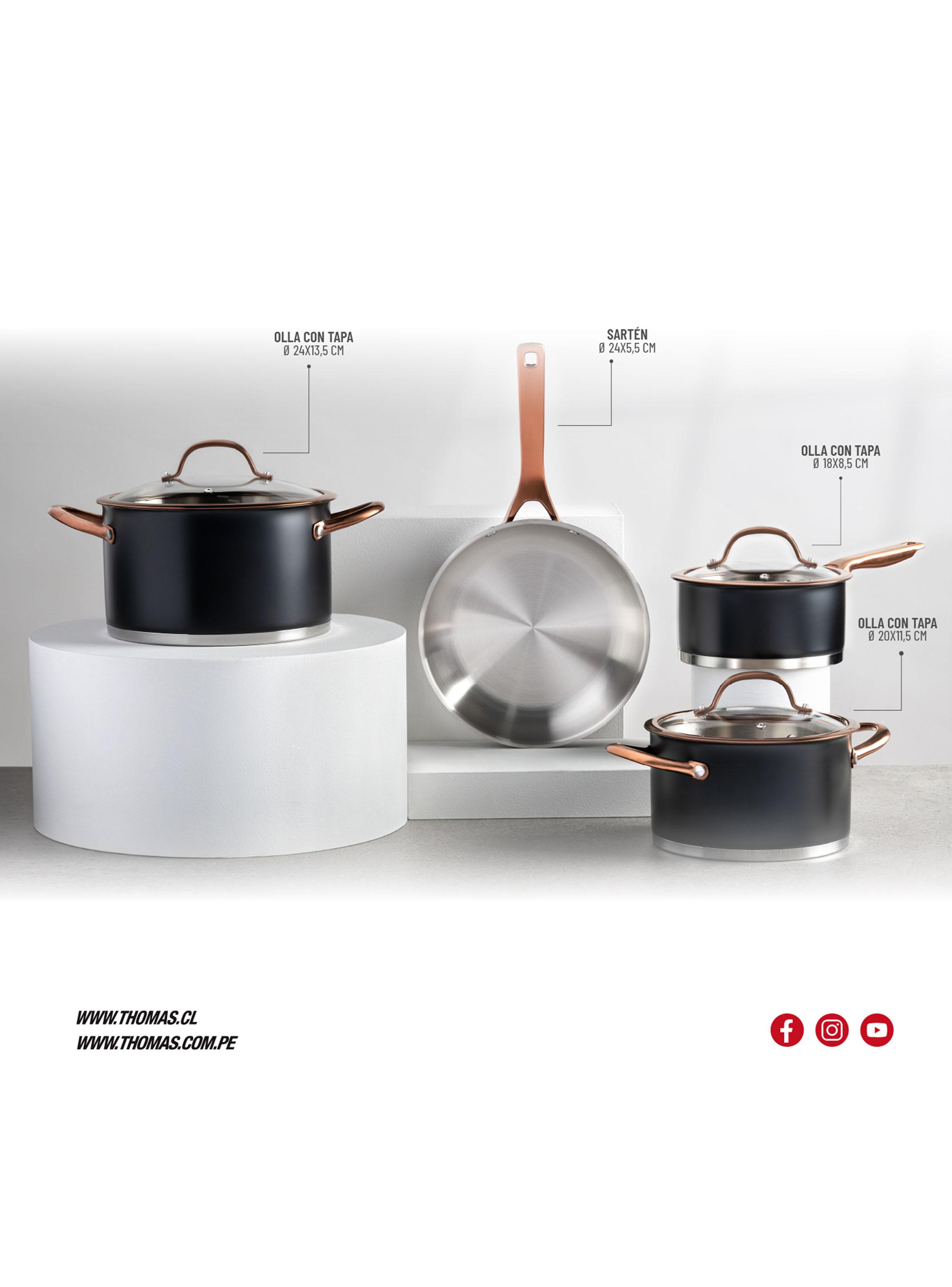 Batería de Cocina Acero Inox Mate 7 Piezas TH-MB07NC-5