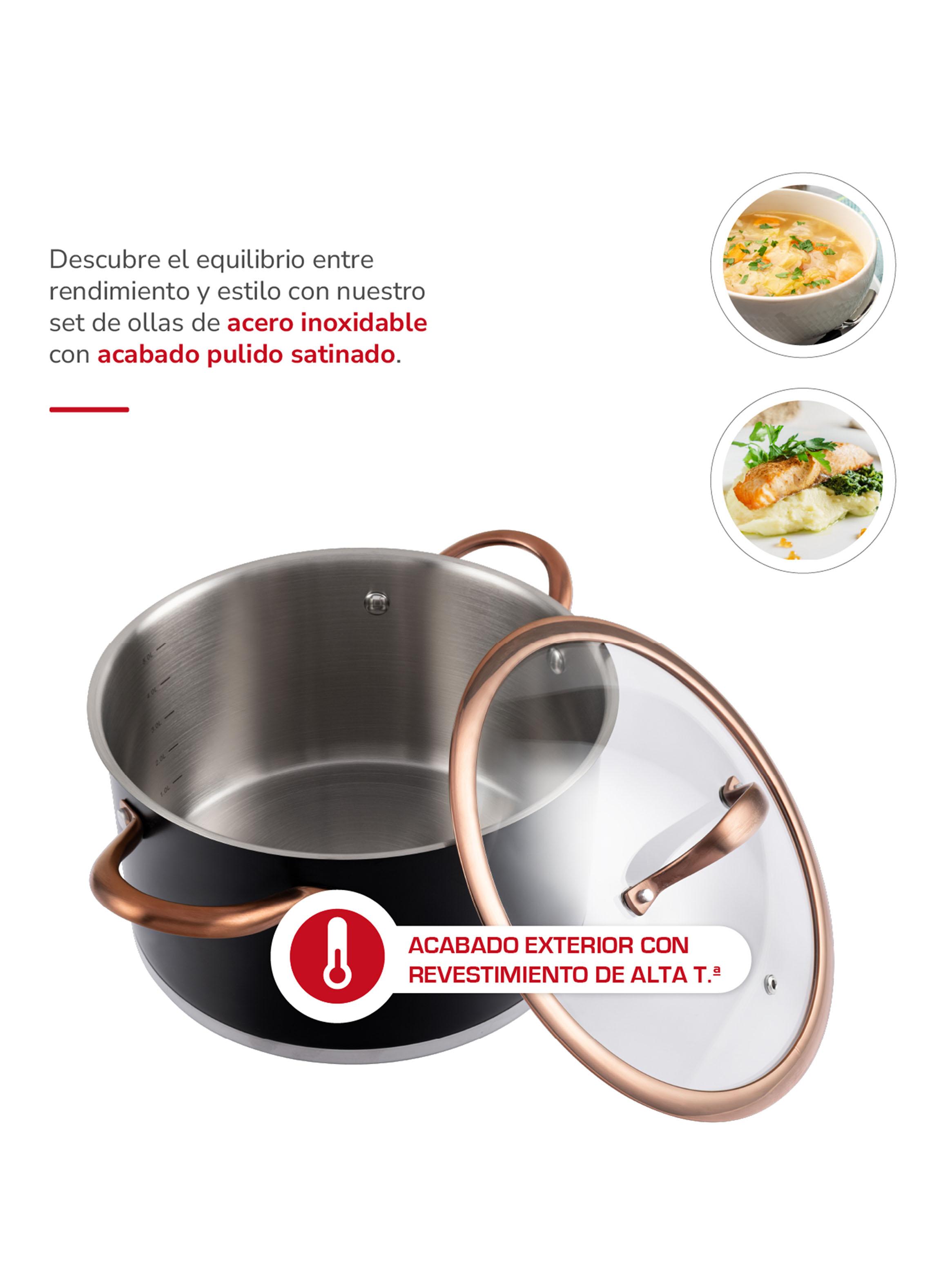 Batería de Cocina Acero Inox Mate 7 Piezas TH-MB07NC-3