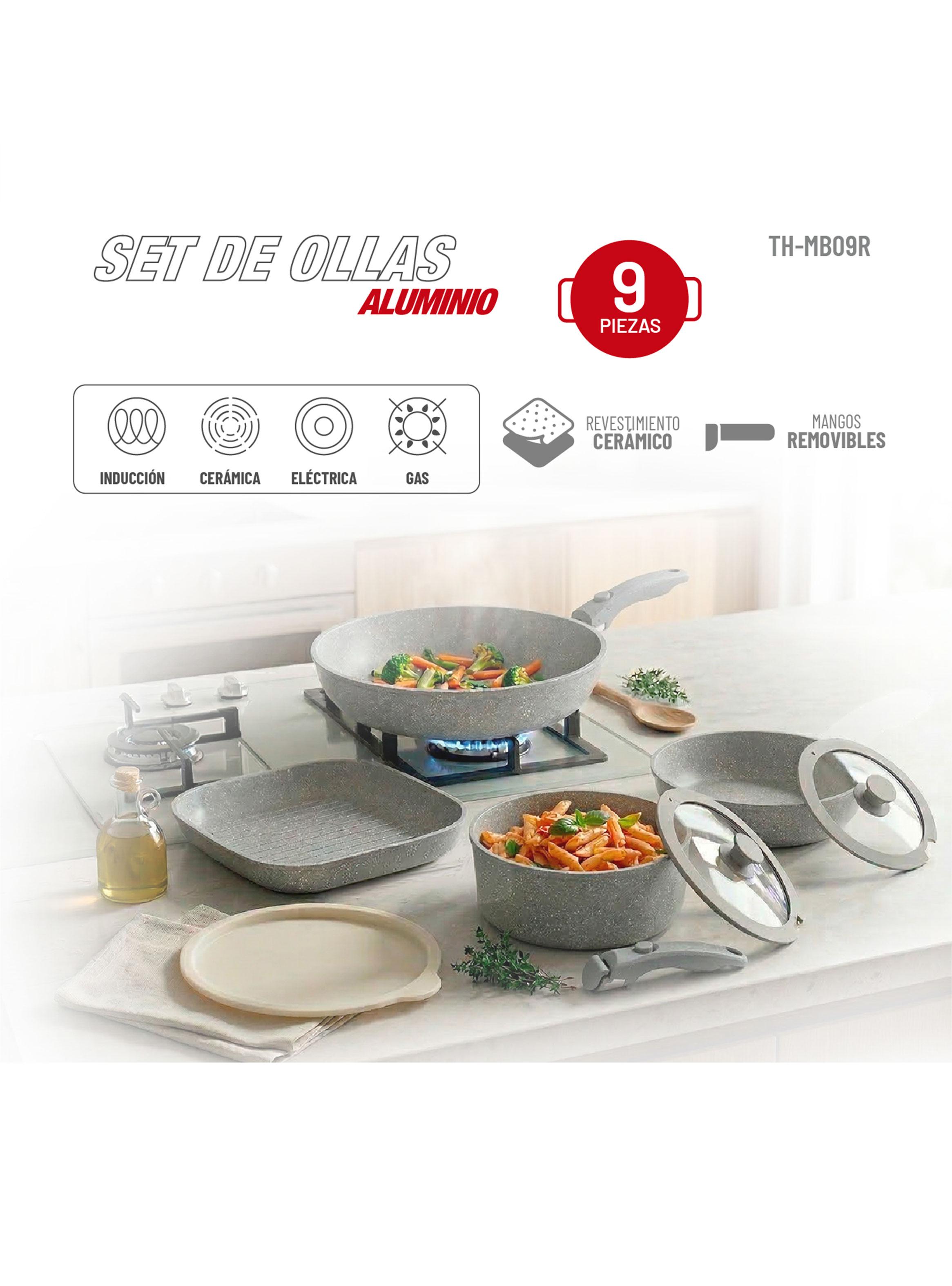 Batería de Cocina Aluminio 9 Piezas TH-MB09R-2