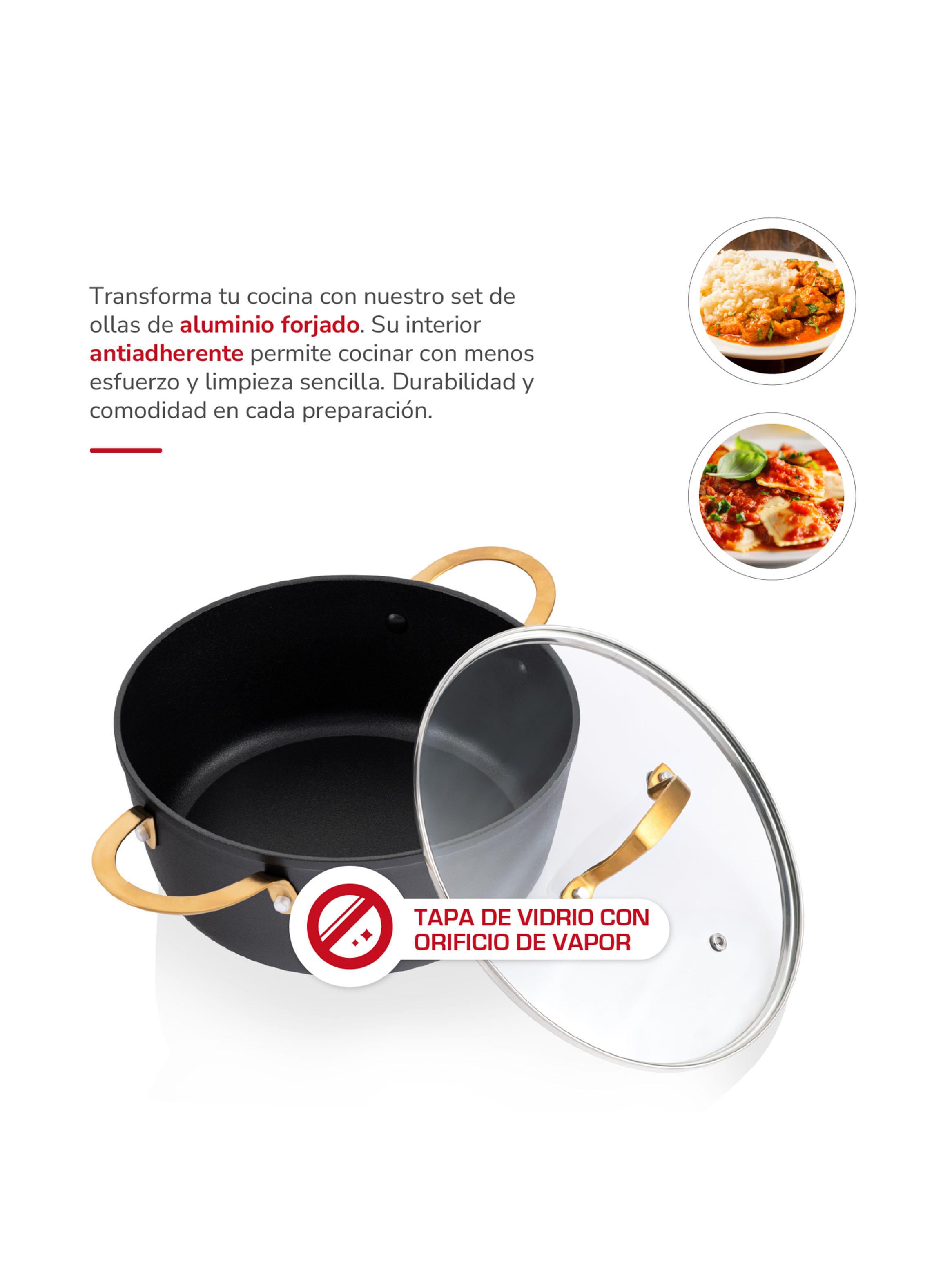Batería de Cocina Aluminio Forjado 7 Piezas TH-MB07ND-3