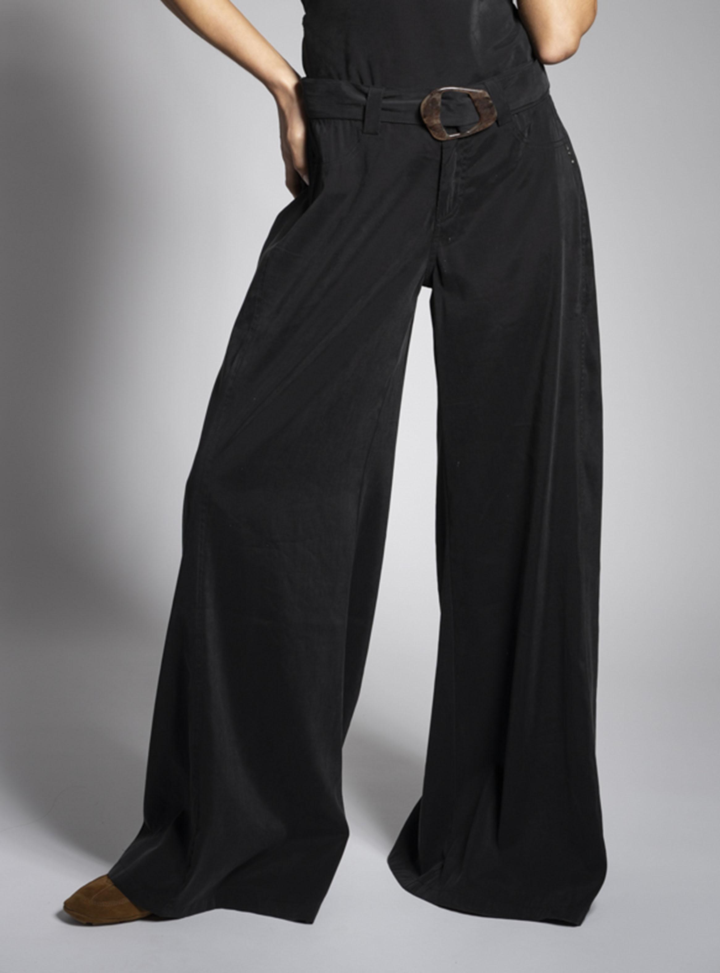 Pantalón Tiro Medio Palazzo Mali Negro-2