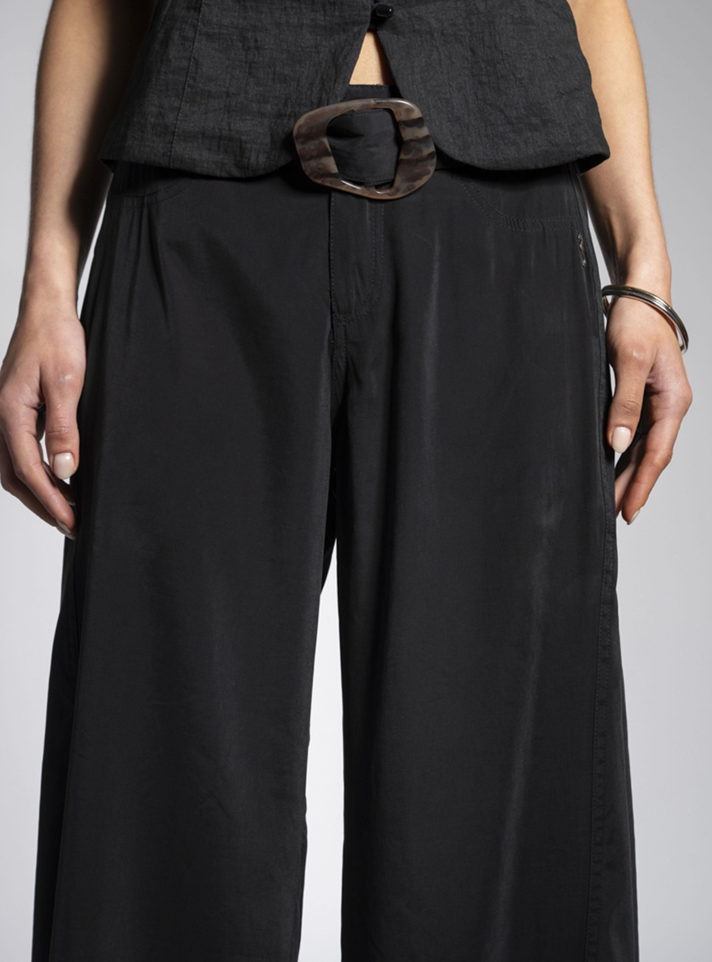 Pantalón Tiro Medio Palazzo Mali Negro-3