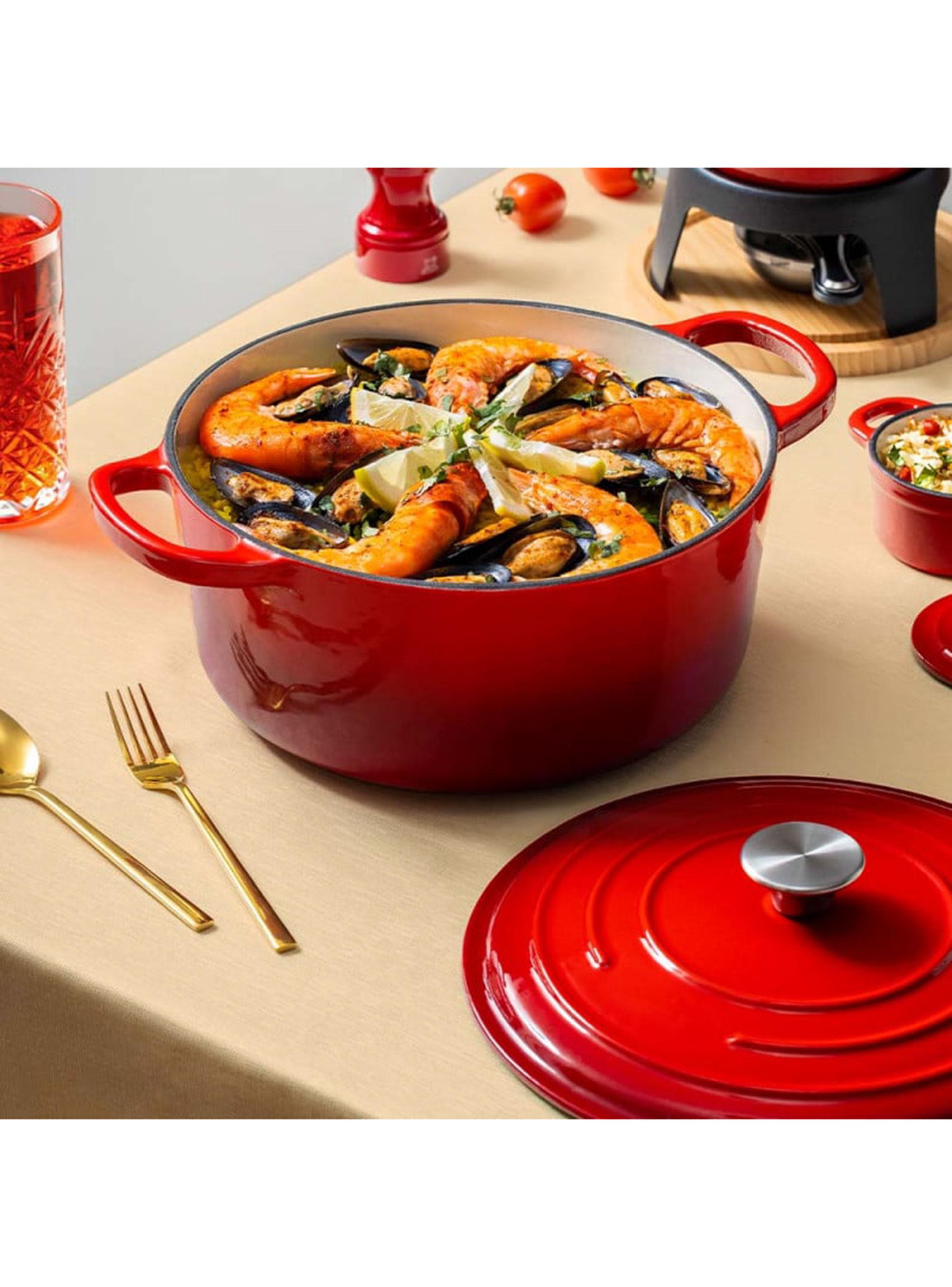 Olla Fierro Esmlatado Rojo 24 cm-2
