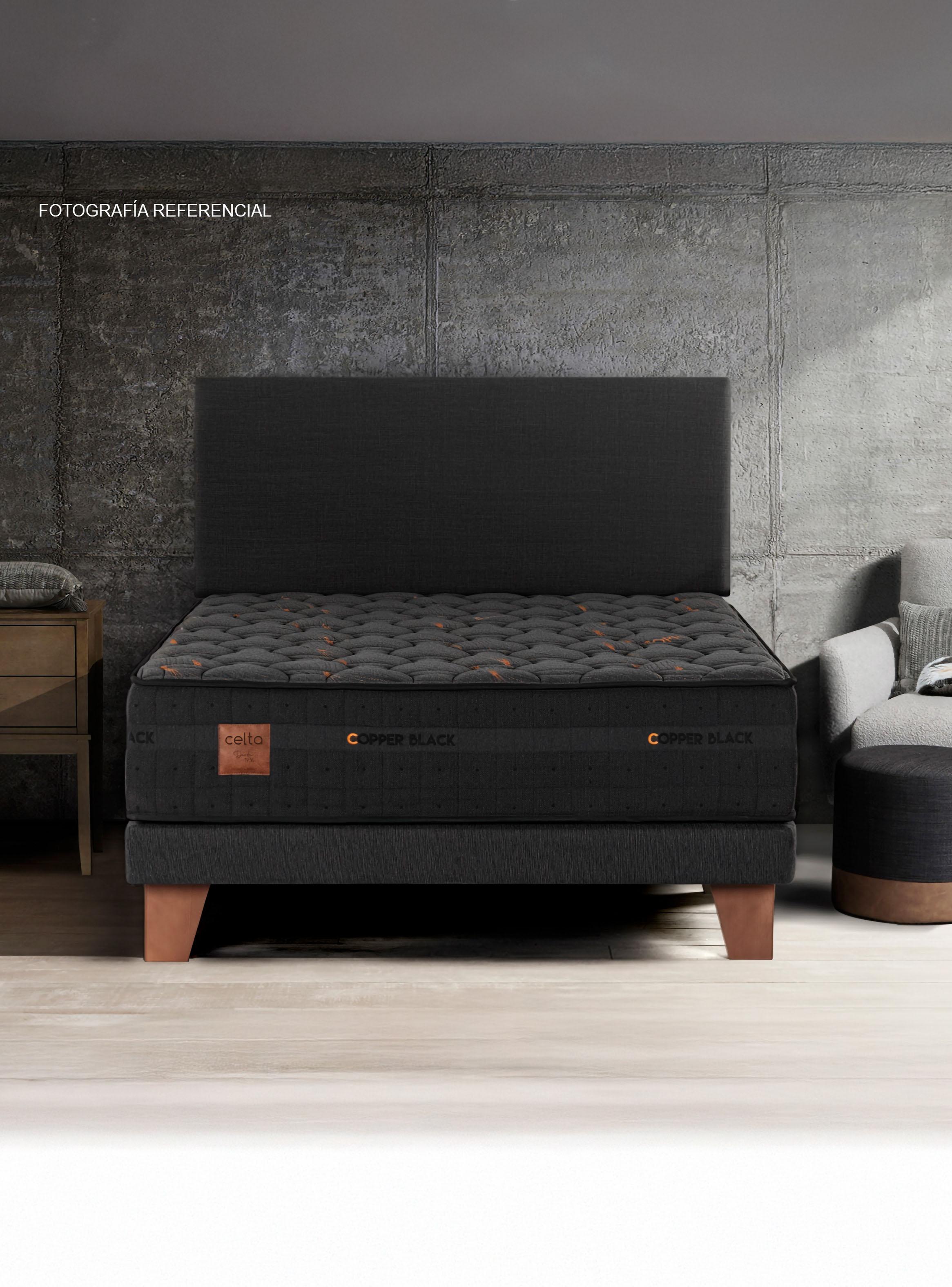 Cama Europea Copper Black 2 Plazas 150 x 200 cm Base Dividida-5