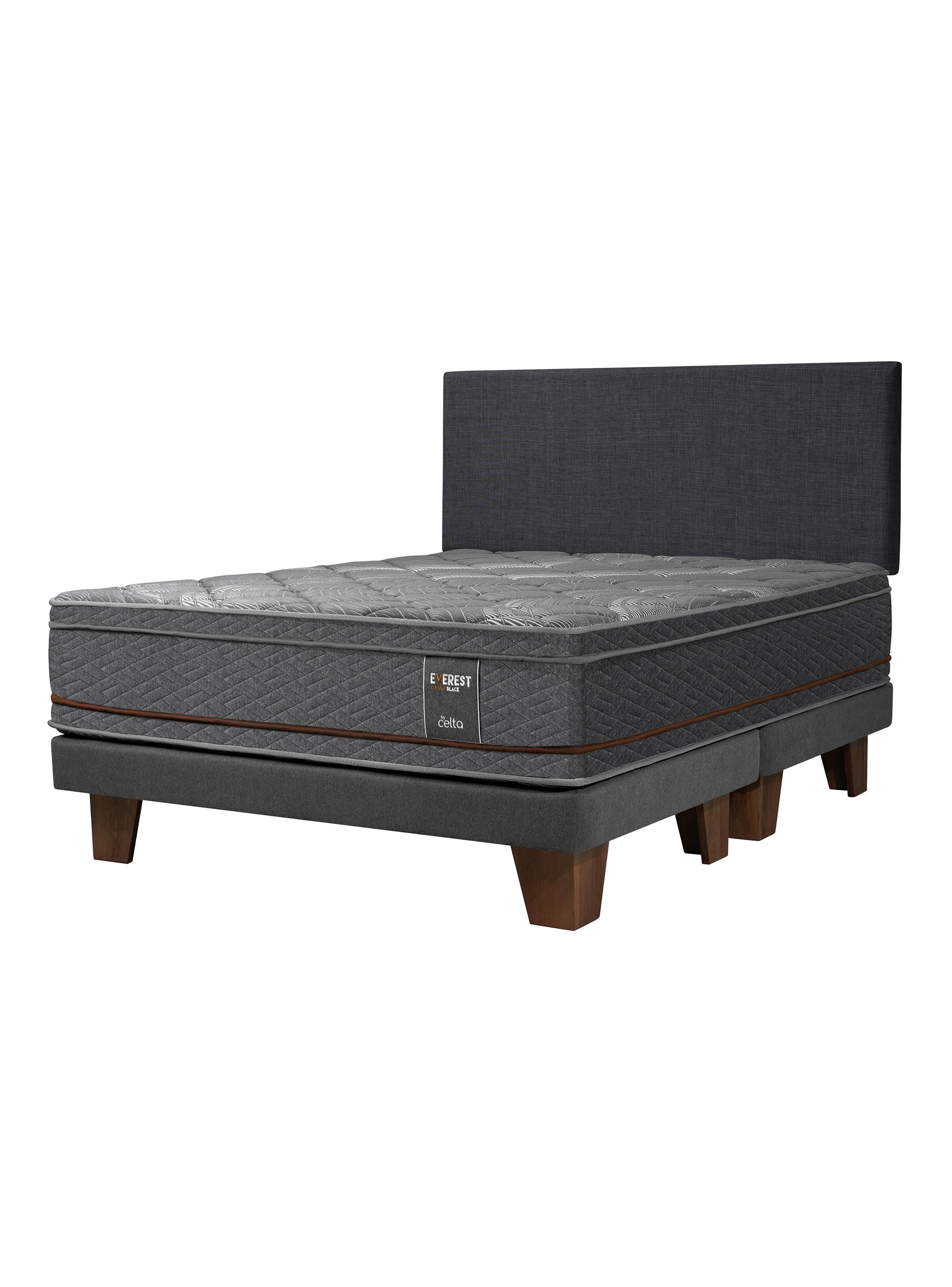 Cama Europea Everest Copper Black 2 Plazas x 2 metros Base Dividida + Respaldo-0