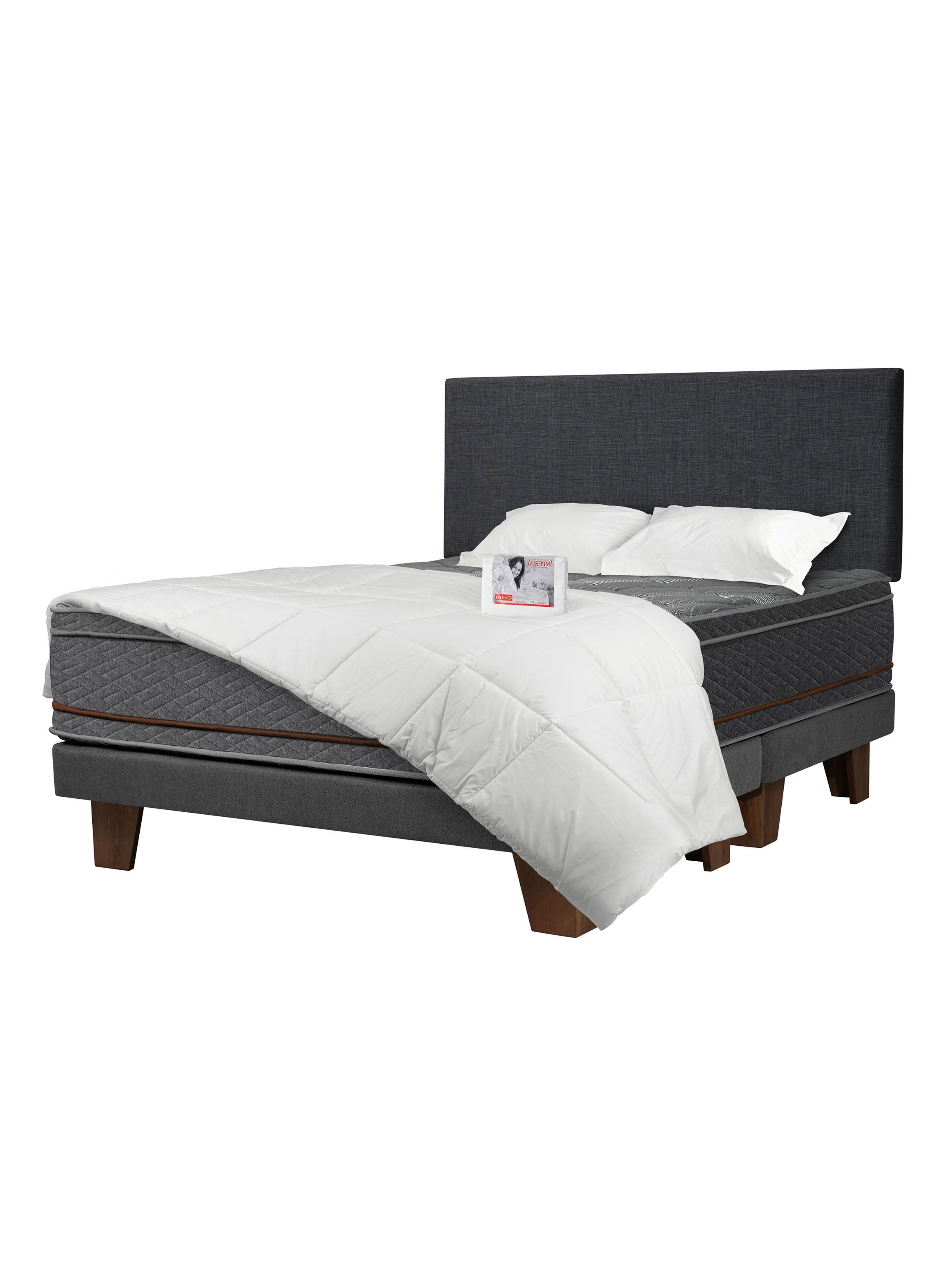 Cama Europea Everest Copper Black 2 Plazas x 2 metros Base Dividida + Respaldo Textil-0