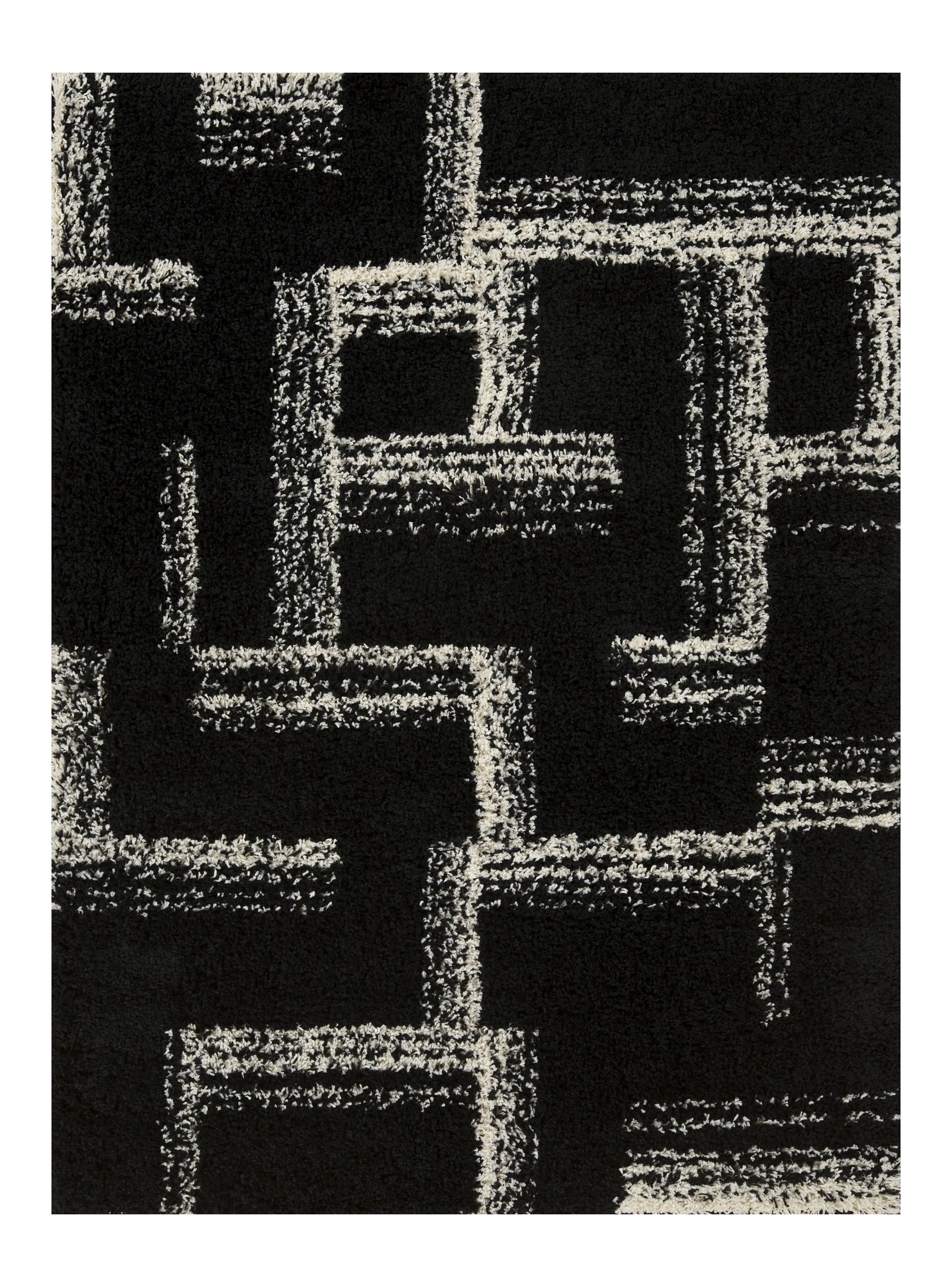 Alfombra Shaggy Maze 133x180 cm Negro-0