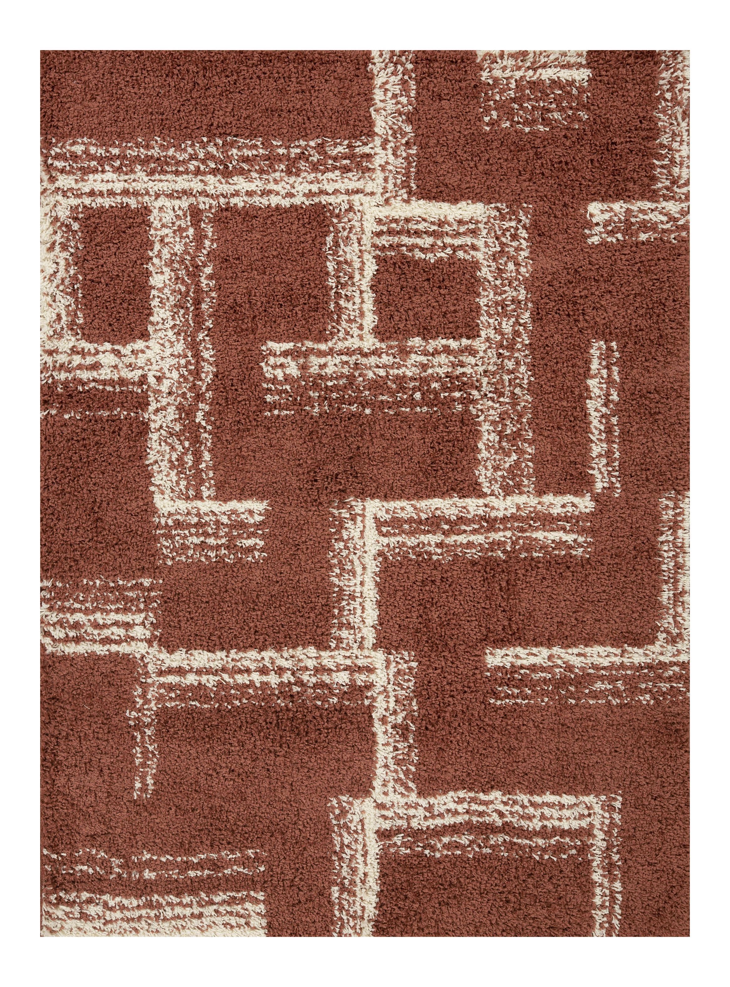 Alfombra Shaggy Maze 133x180 cm Terracota-0