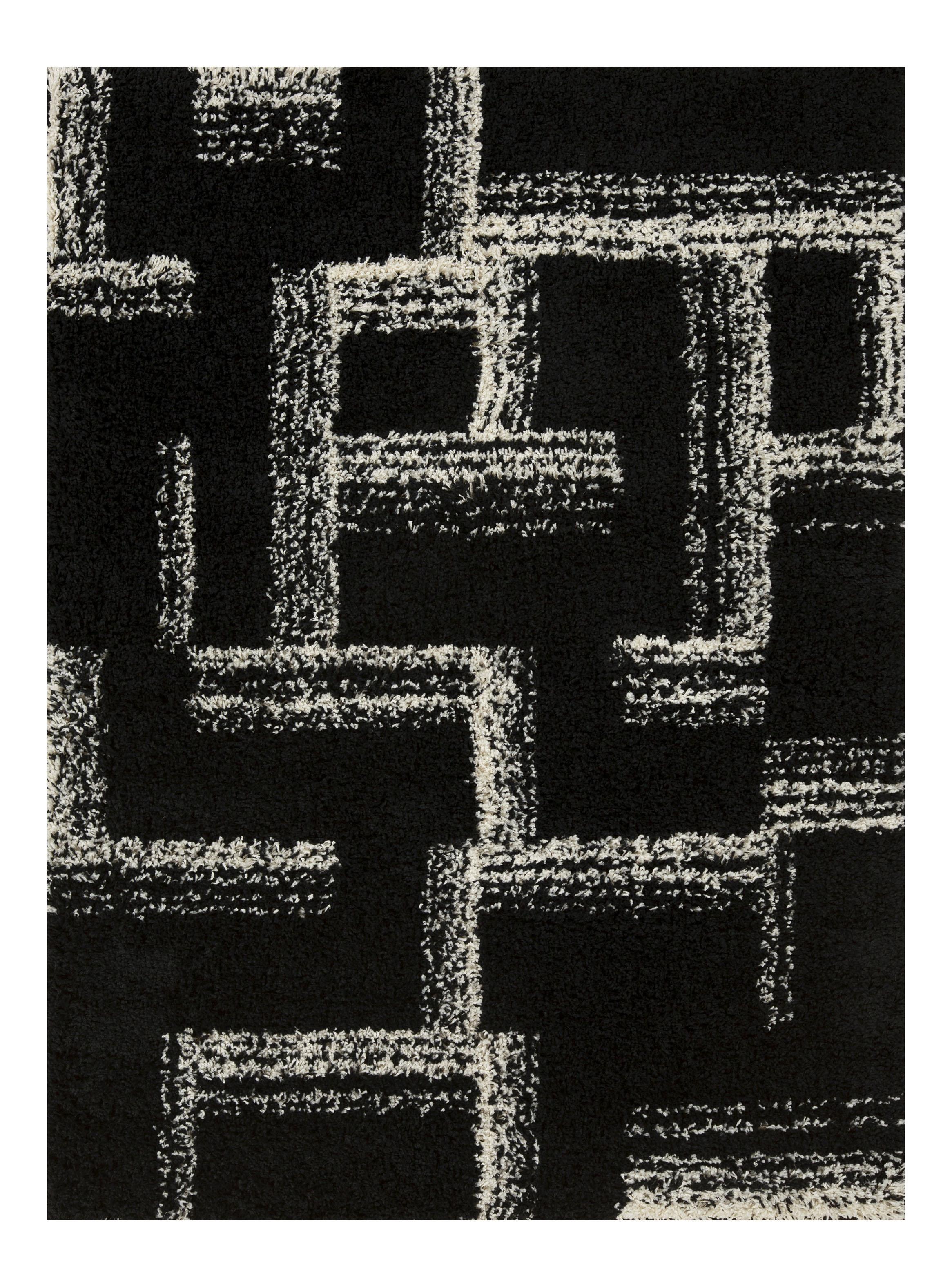 Alfombra Shaggy Maze 170x230 cm Negro-0
