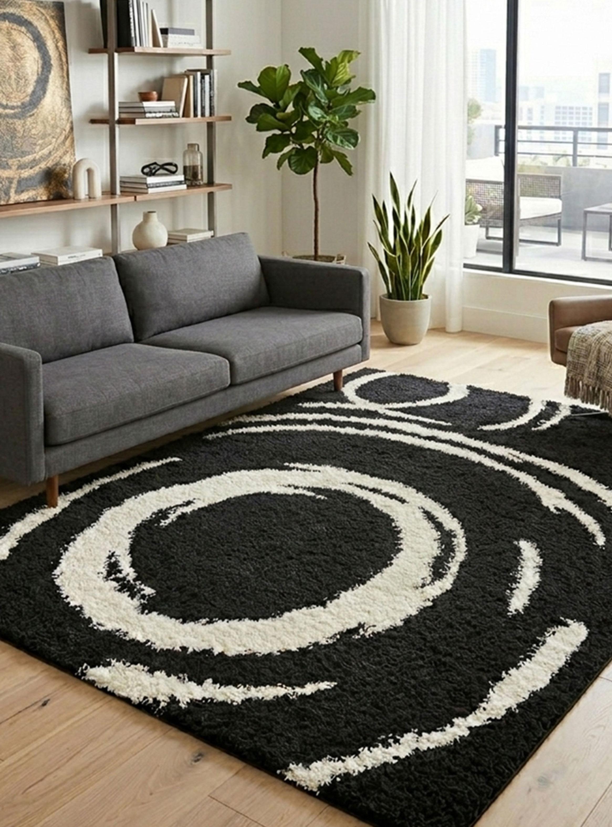 Bajada de Cama Shaggy Infinity 50x100 cm Negro-2