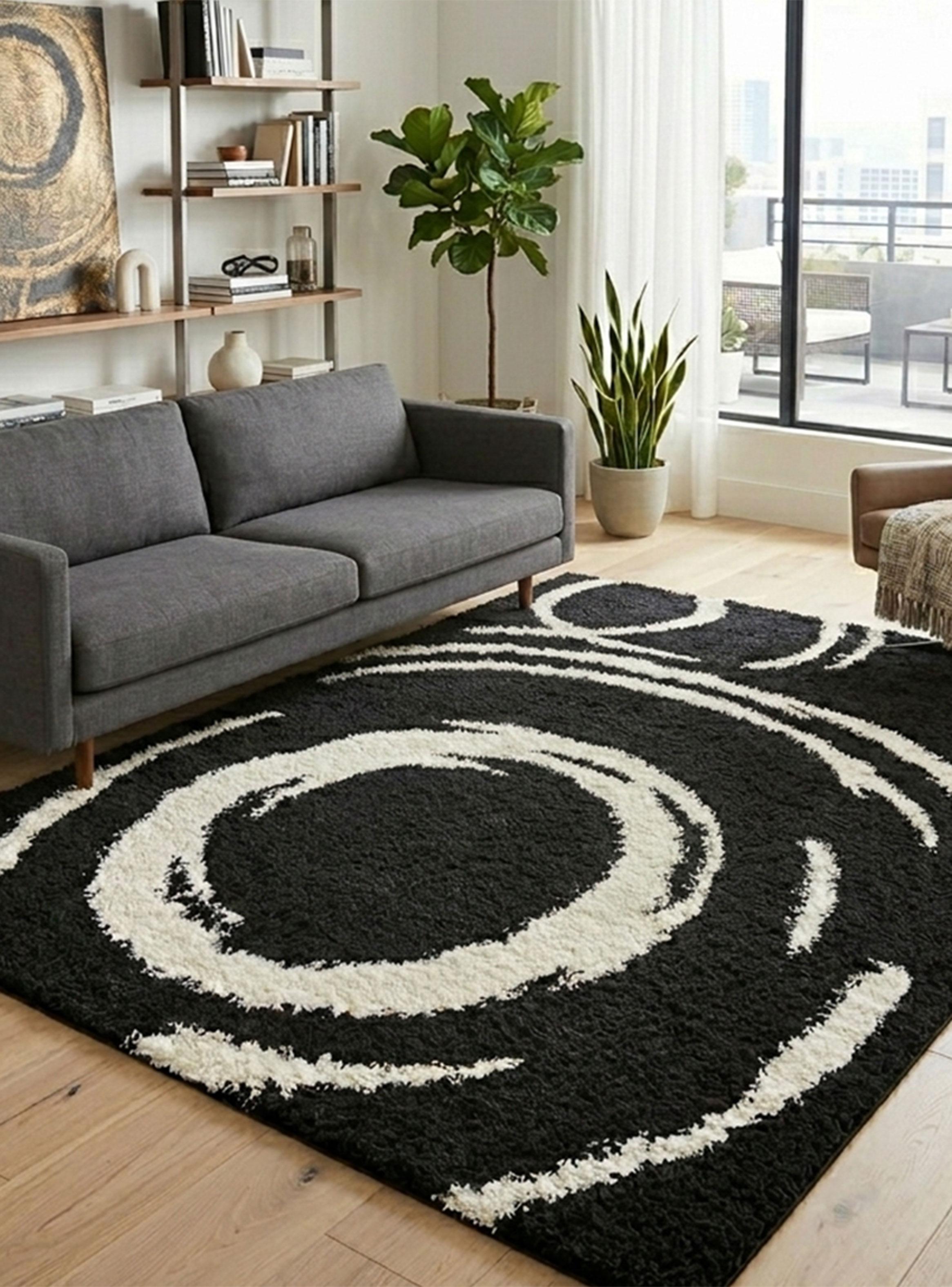 Alfombra Shaggy Infinity 133x180 cm Negro-2