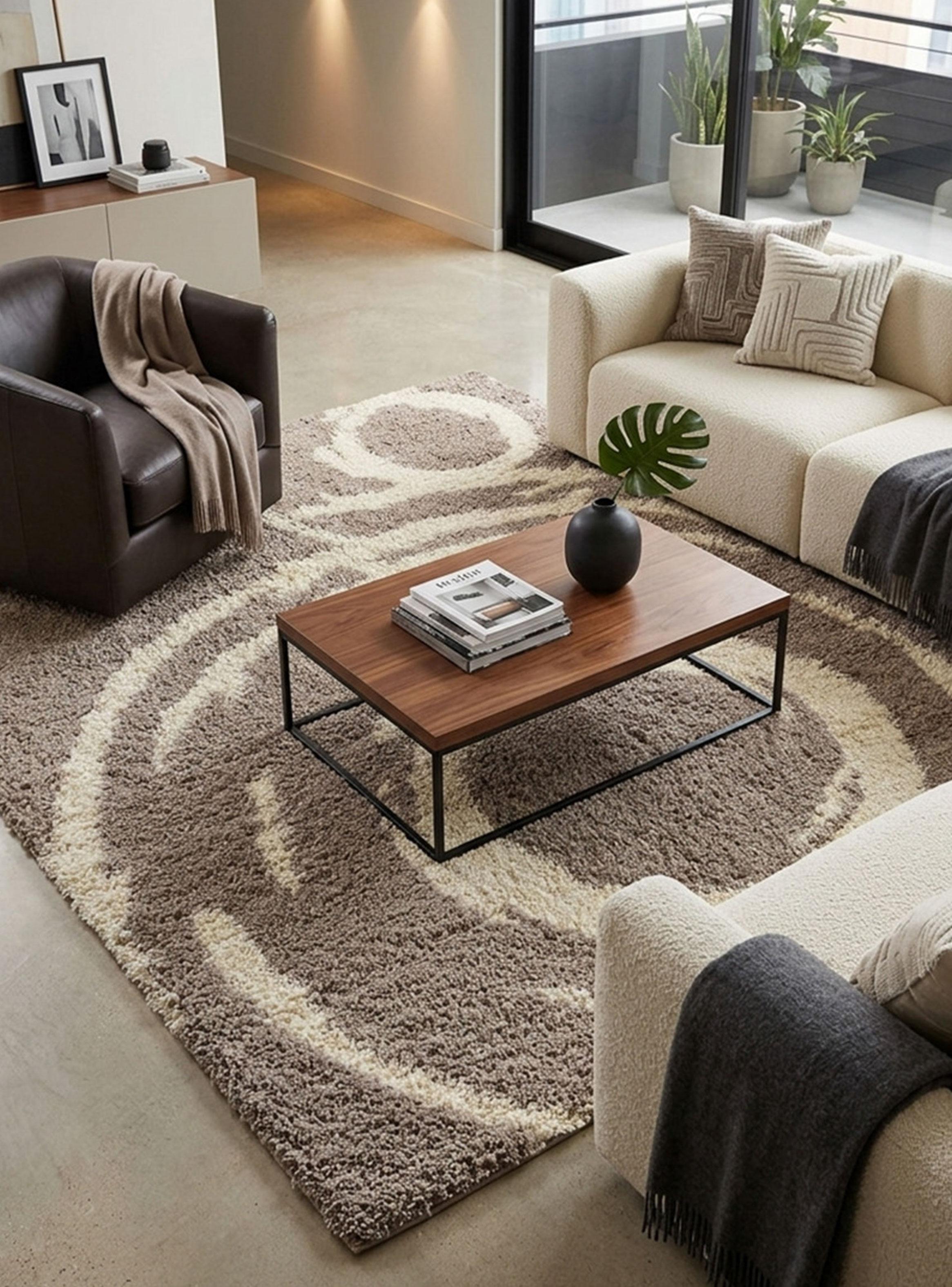 Alfombra Shaggy Infinity 133x180 cm Beige-2