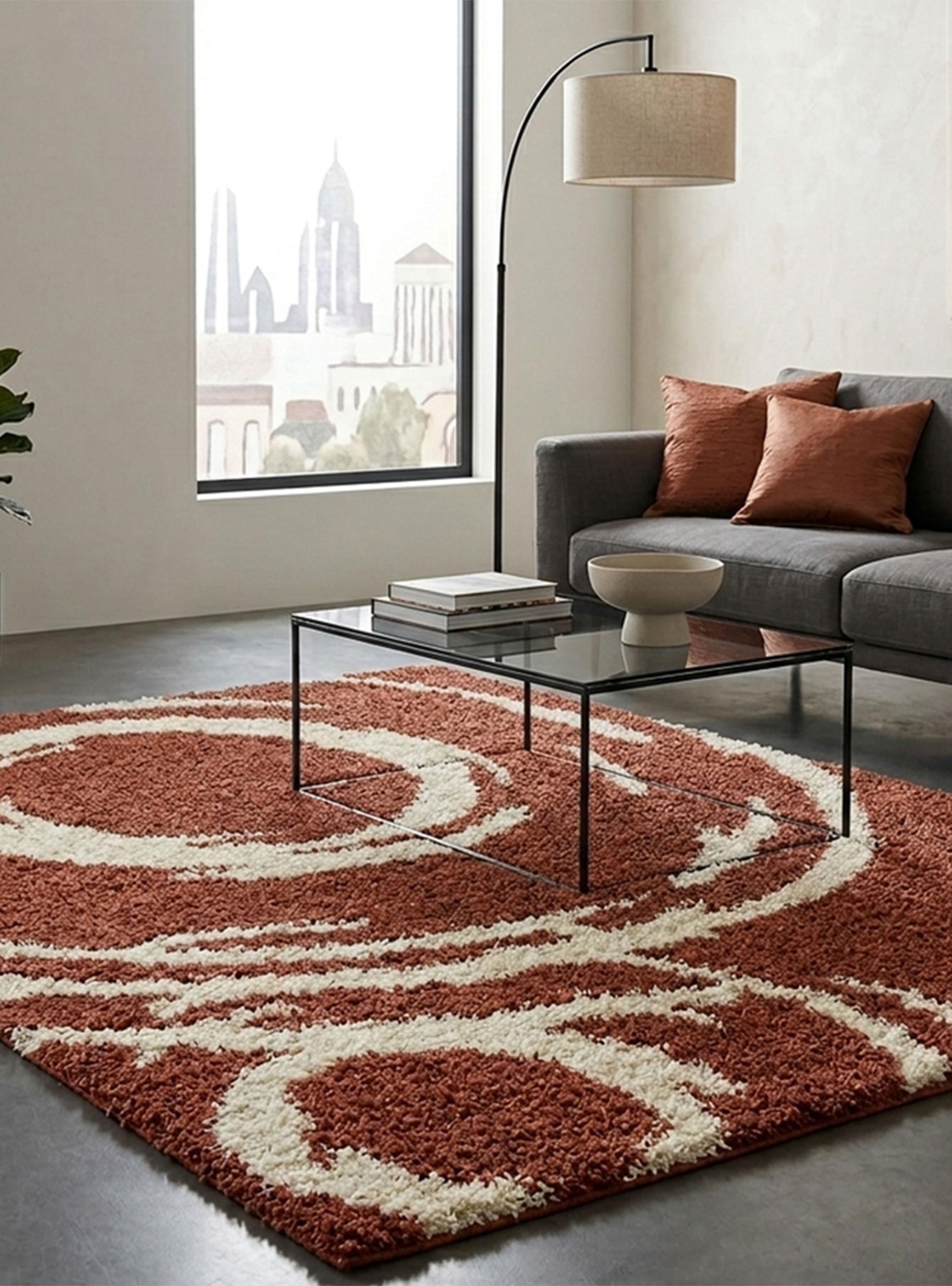 Alfombra Shaggy Infinity 150x200 cm Terracota-2