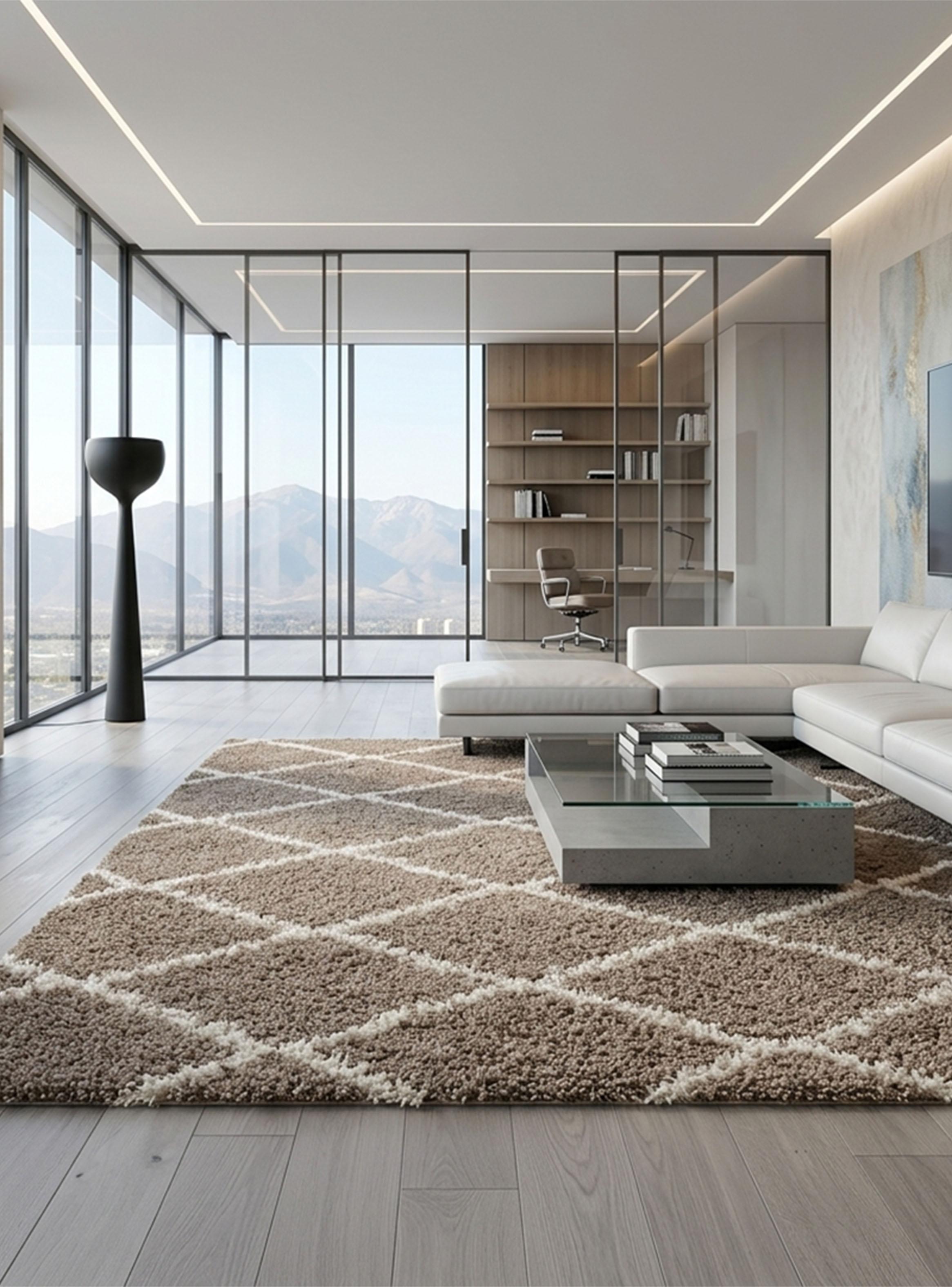 Alfombra Shaggy Cell 150x200 cm Beige-2