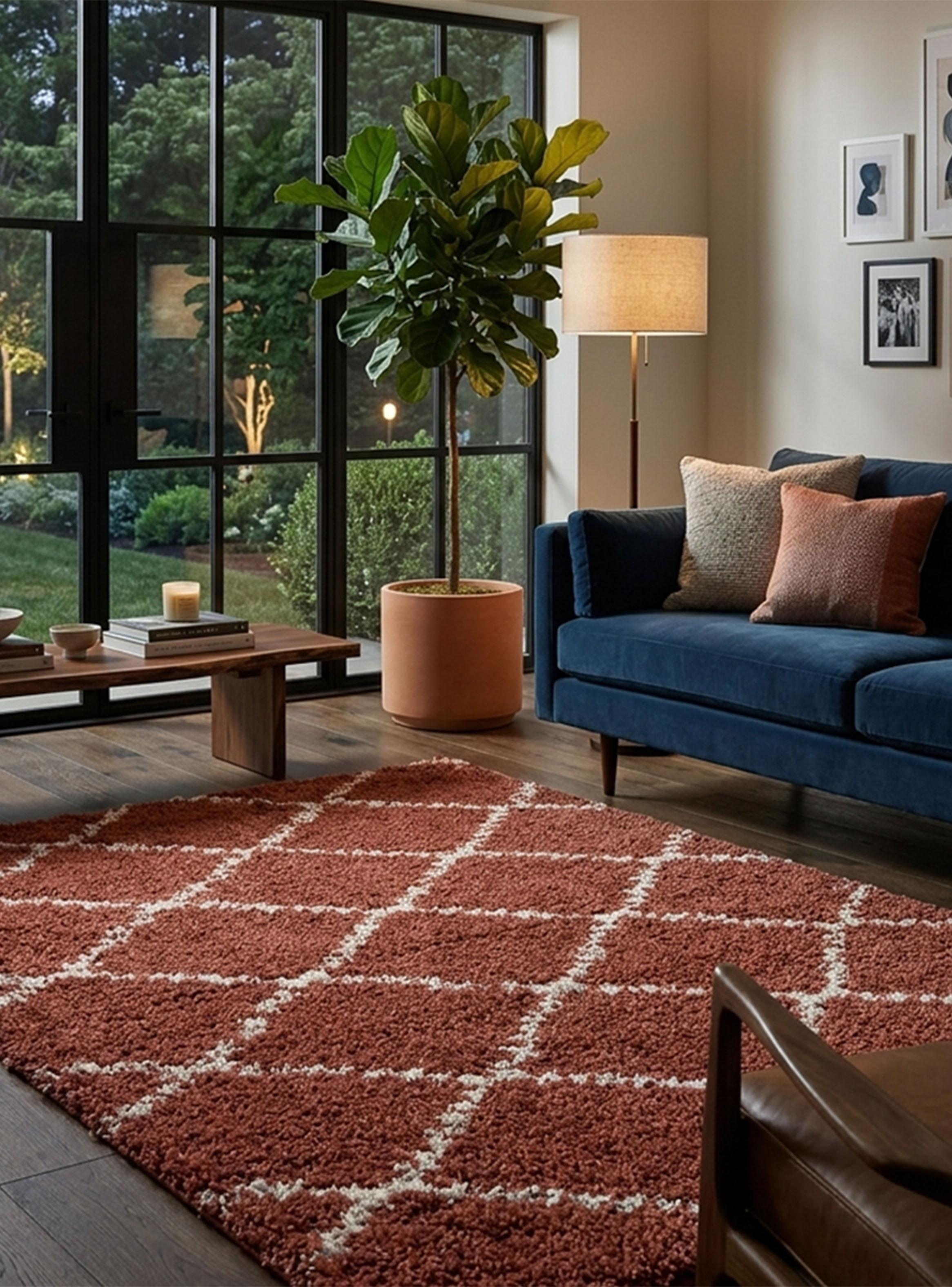 Alfombra Shaggy Cell 150x200 cm Terracota-2