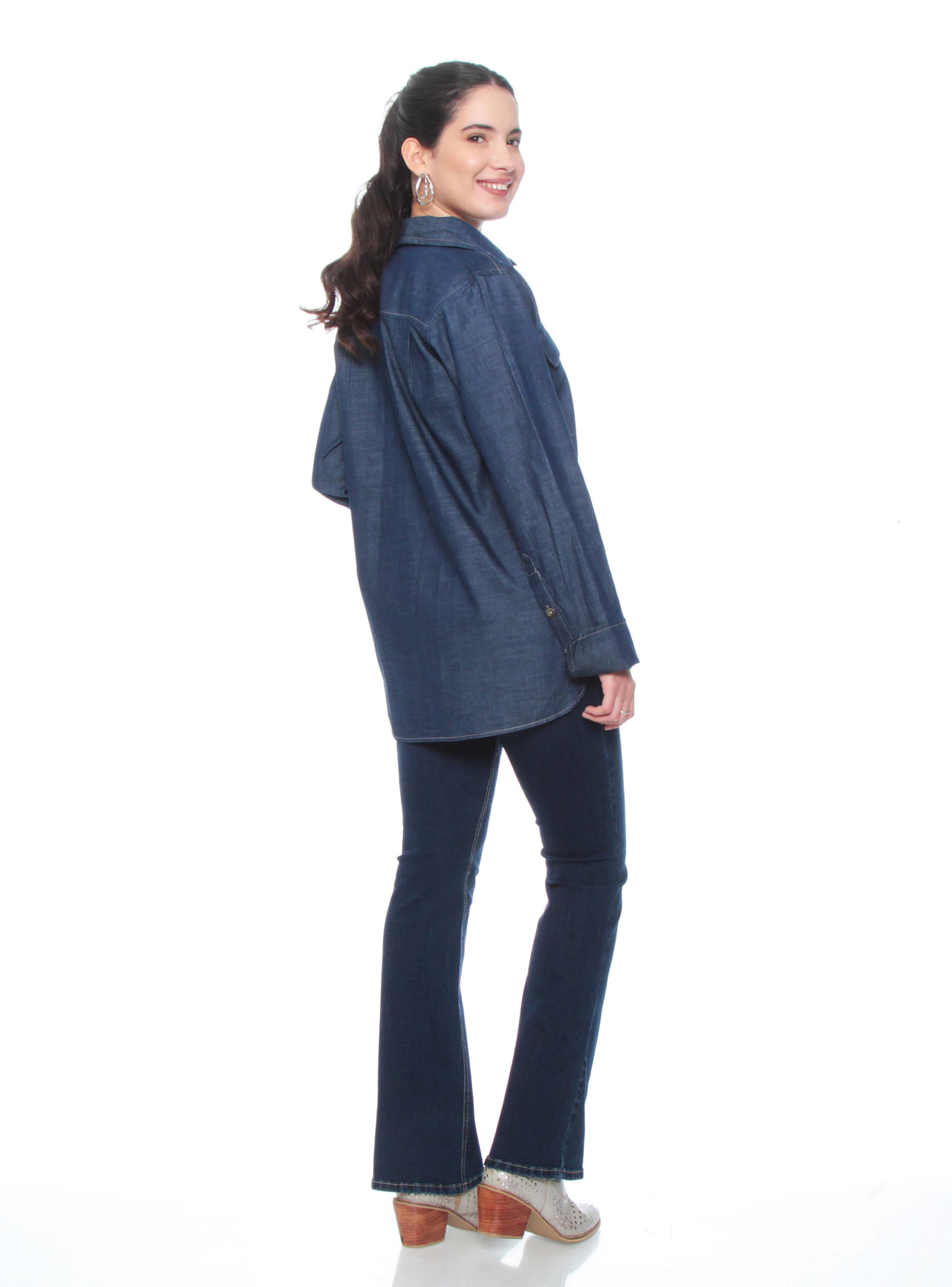 Blusa Manga Larga Lyocell Bolsillos y Botones-4