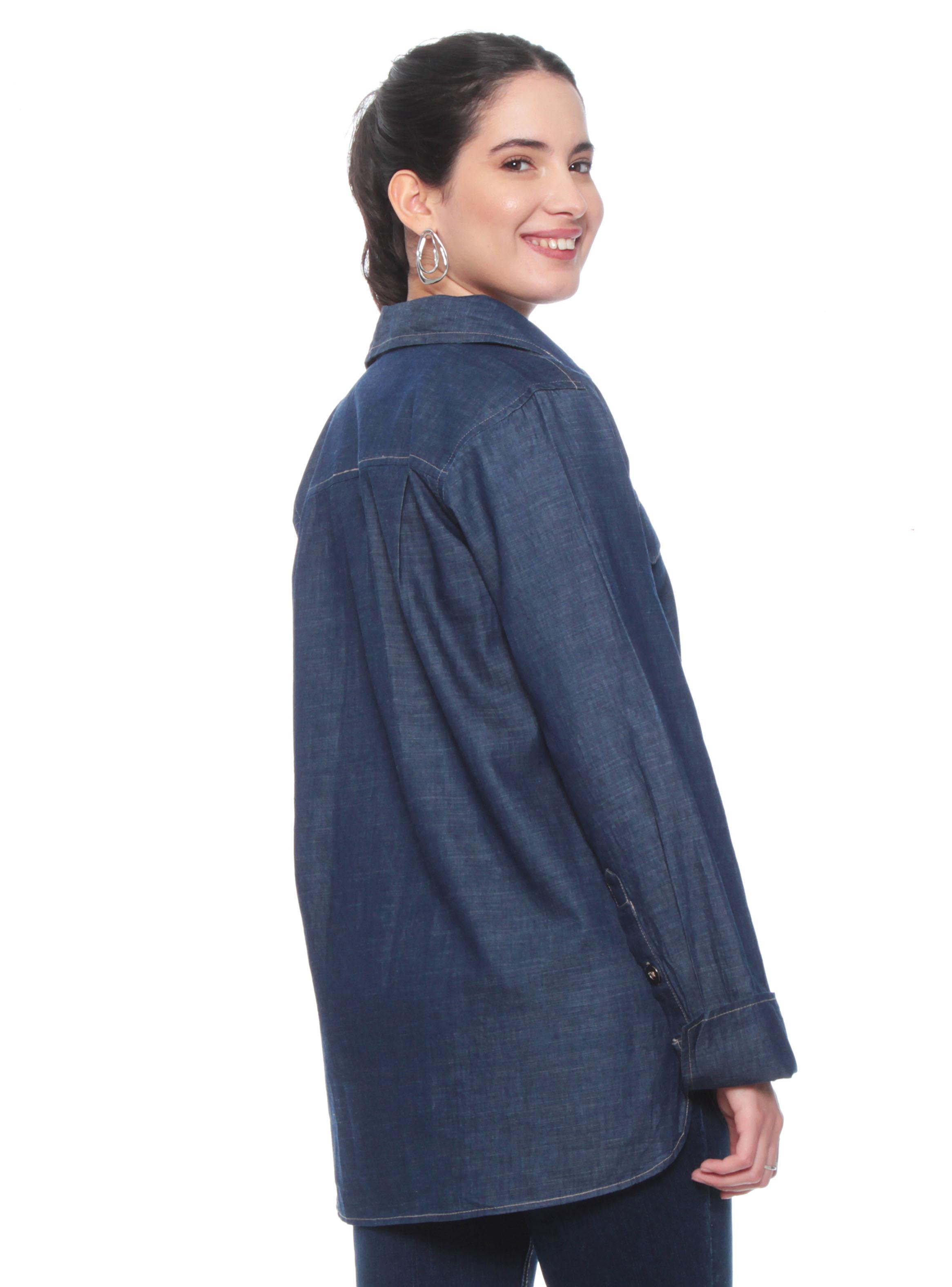Blusa Manga Larga Lyocell Bolsillos y Botones-1