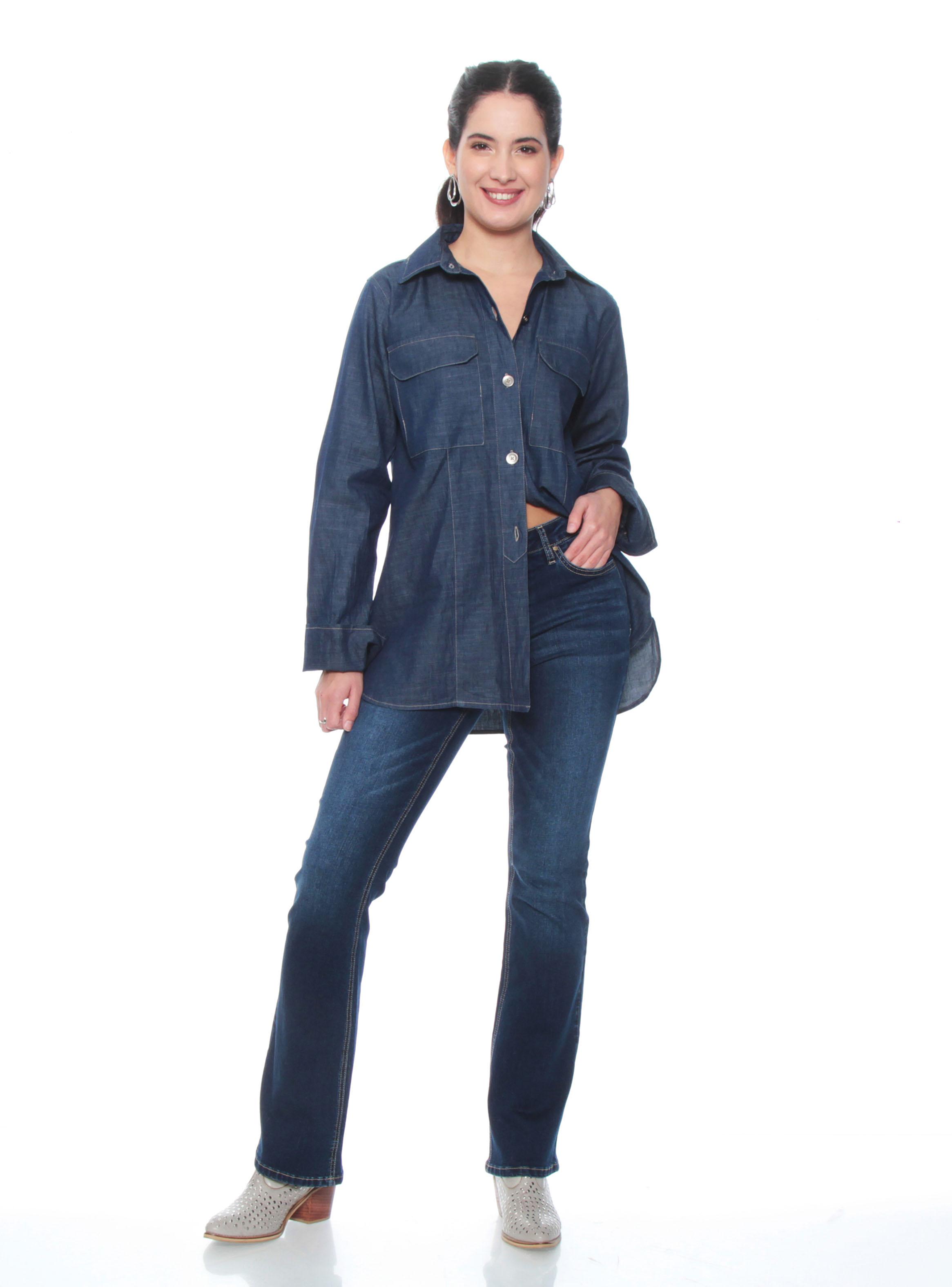 Blusa Manga Larga Lyocell Bolsillos y Botones-3