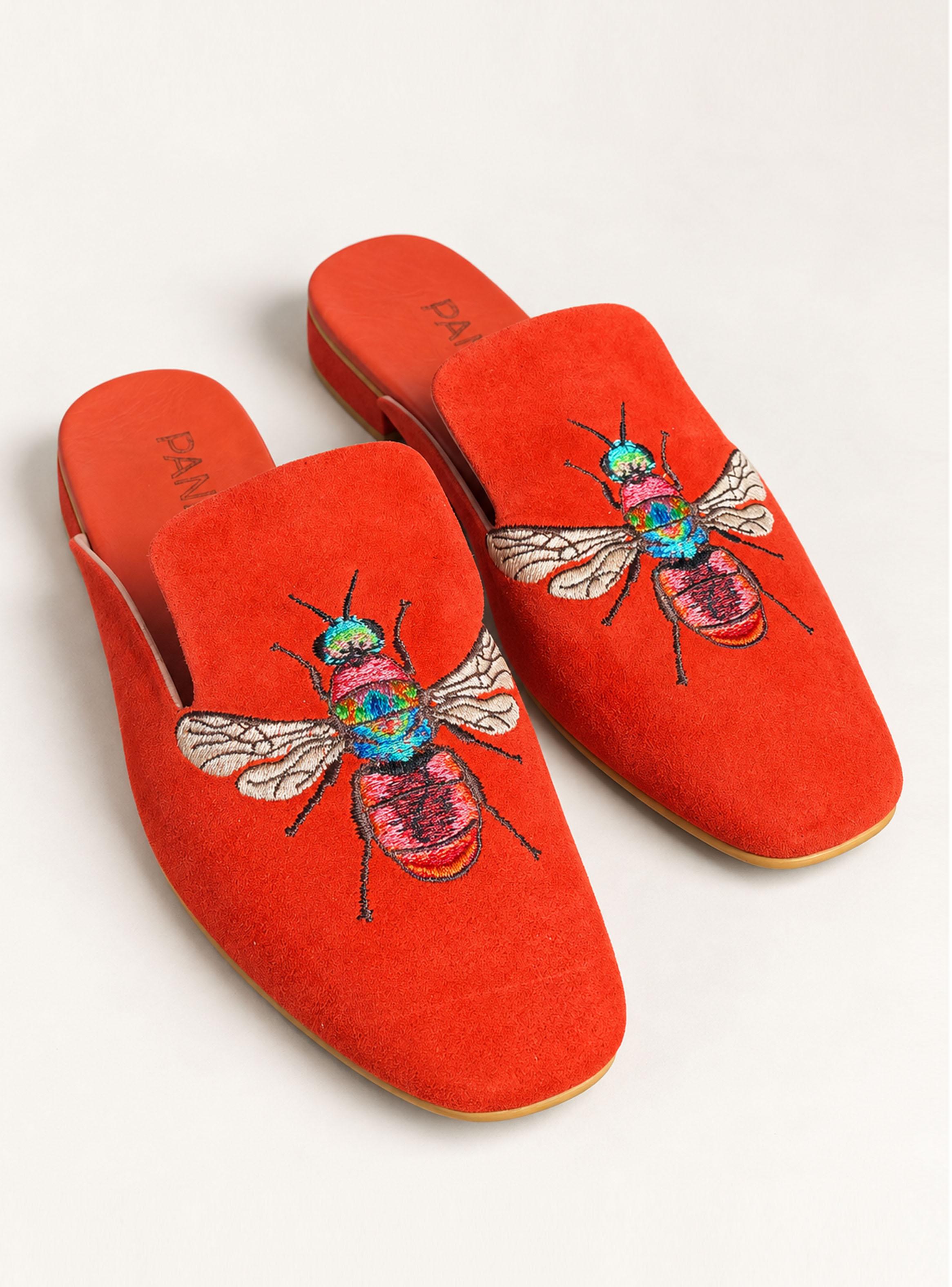 Babucha Gamuza Mosca Colores Bordado Mujer-3