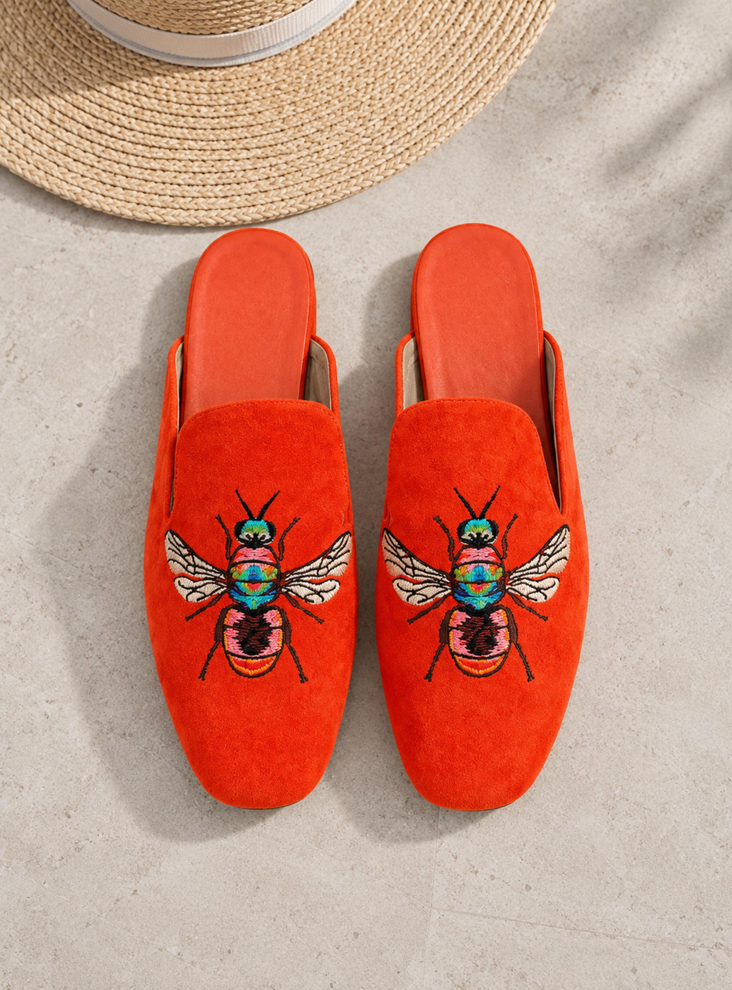 Babucha Gamuza Mosca Colores Bordado Mujer-4