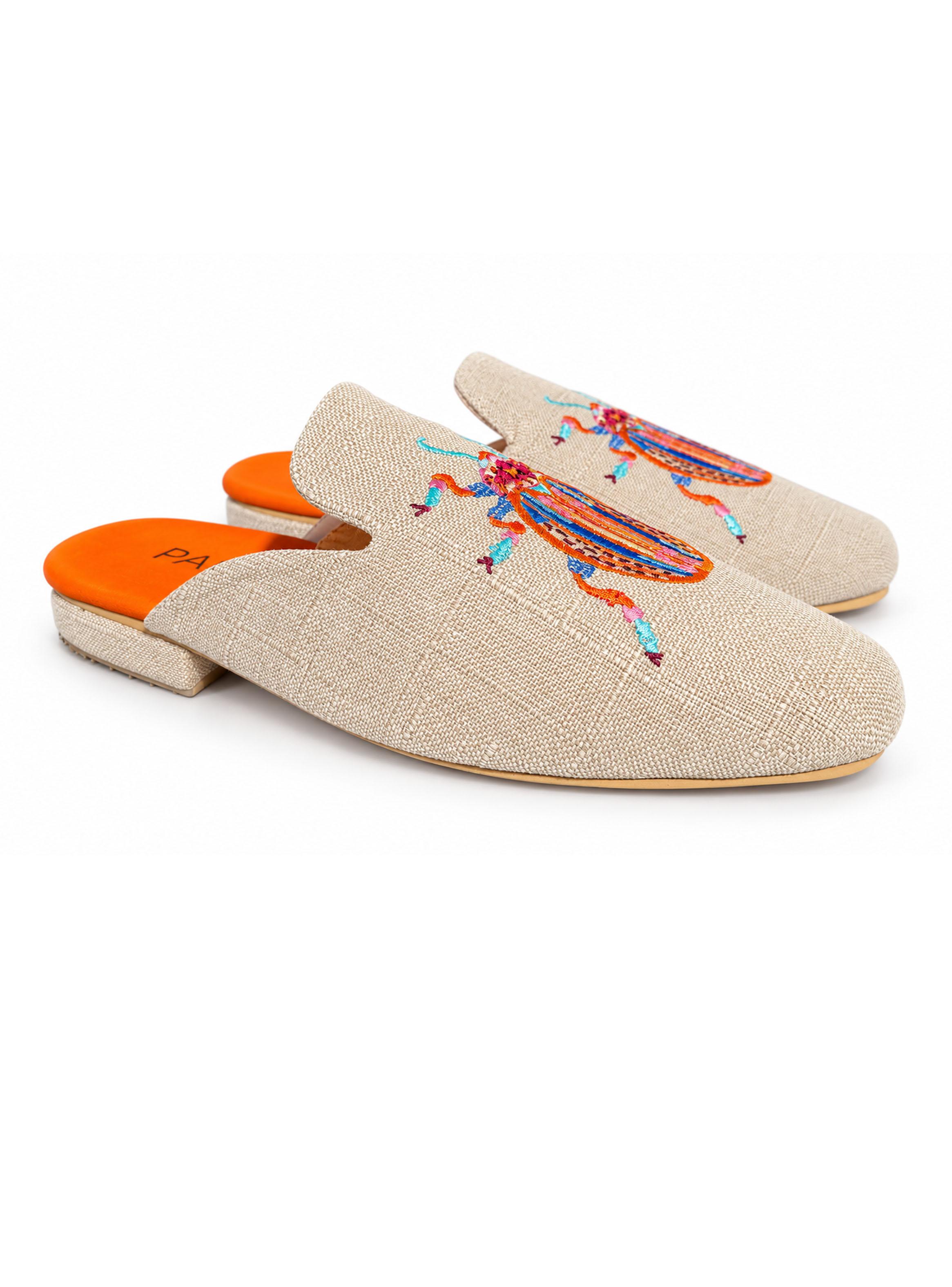Babucha Escarabajo Bordado Multicolor X Lino Mujer-4
