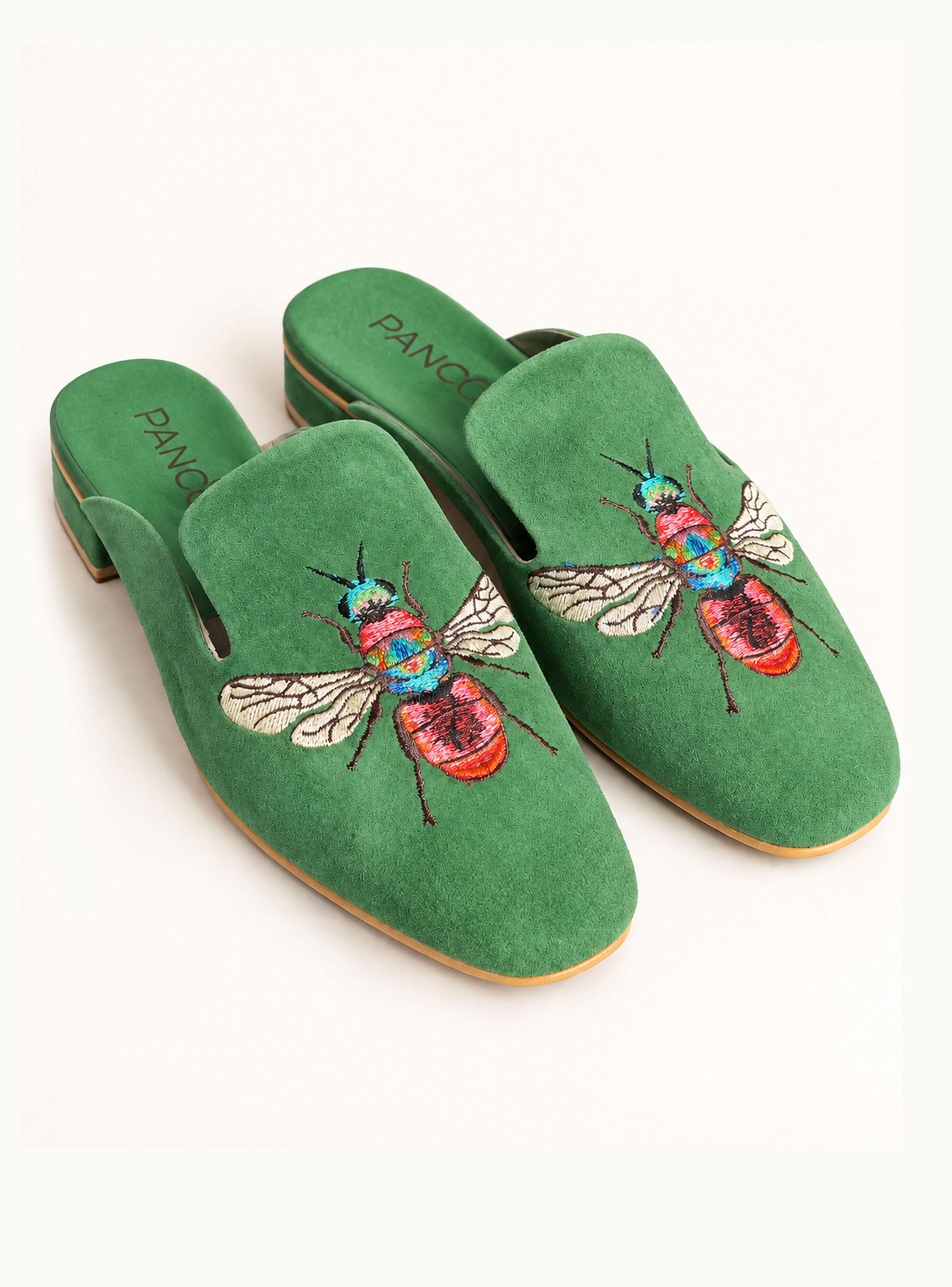 Babucha Bordado Mosca Colores Gamuza-3