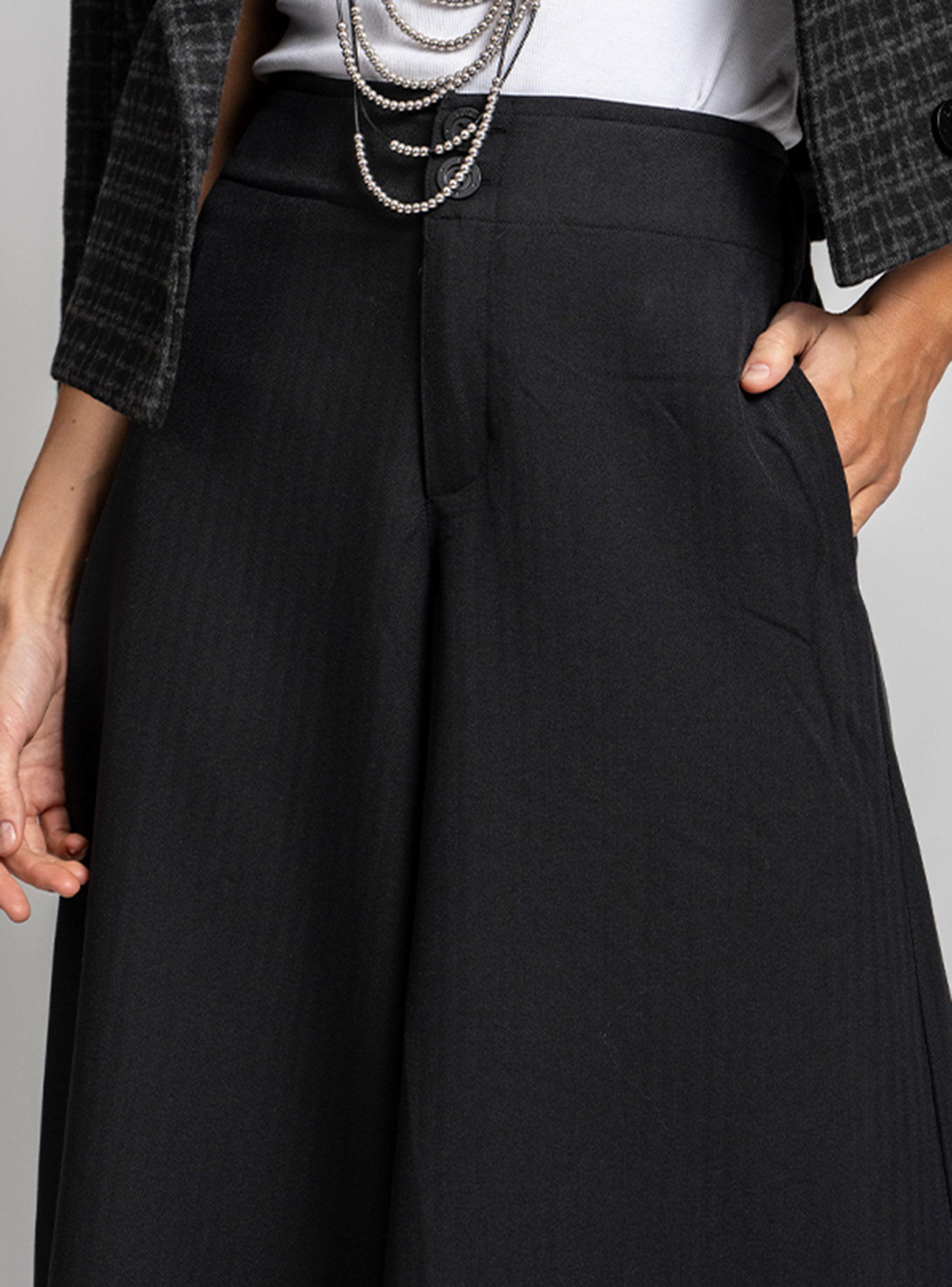 Pantalón Wide Leg Tiro Medio Negro-2