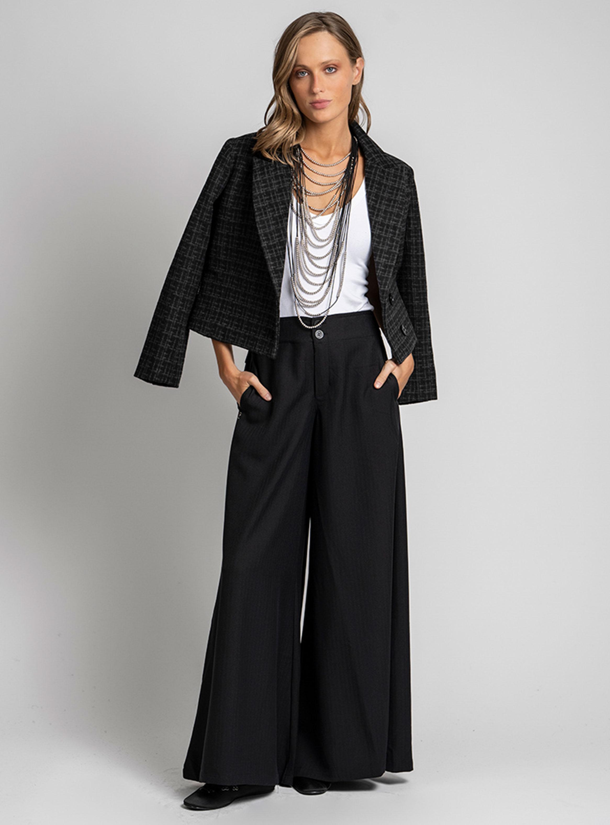 Pantalón Wide Leg Tiro Medio Negro-3