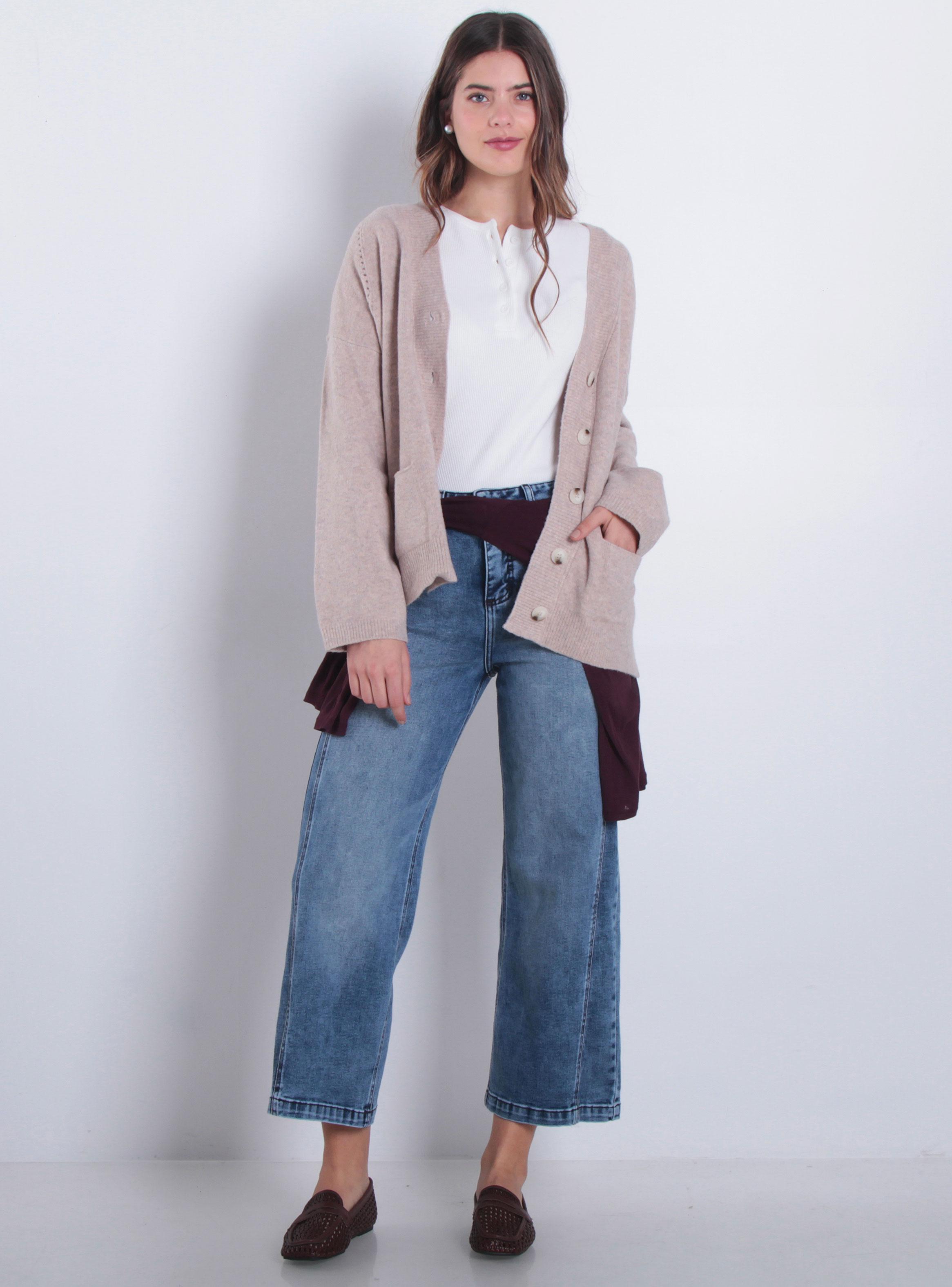Jeans Wide Leg Tiro Alto Pretina J959-3