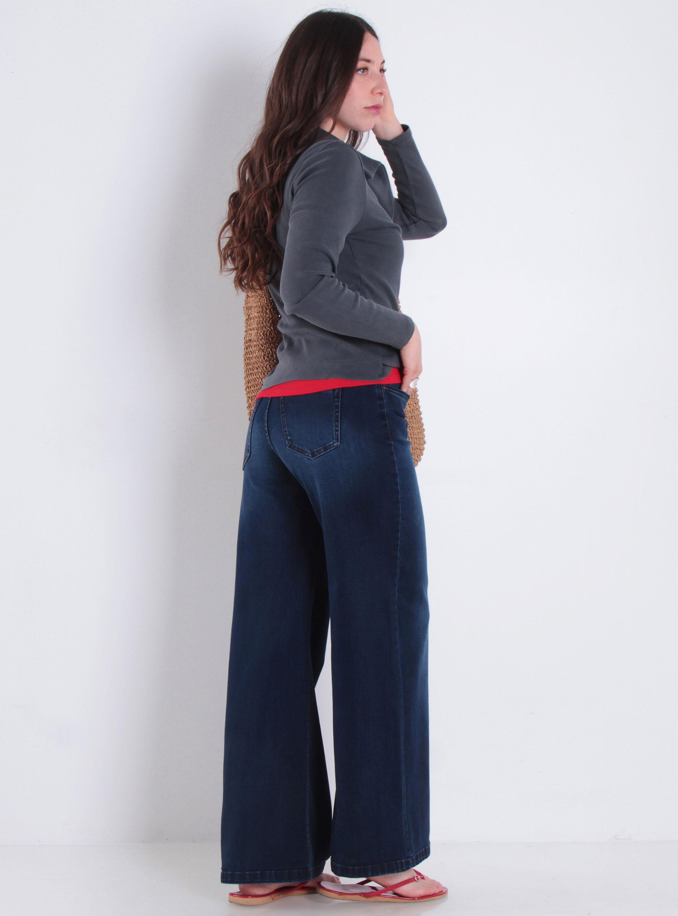 Jenas Wide Tiro Alto Pretina Básica Botón 3590-4