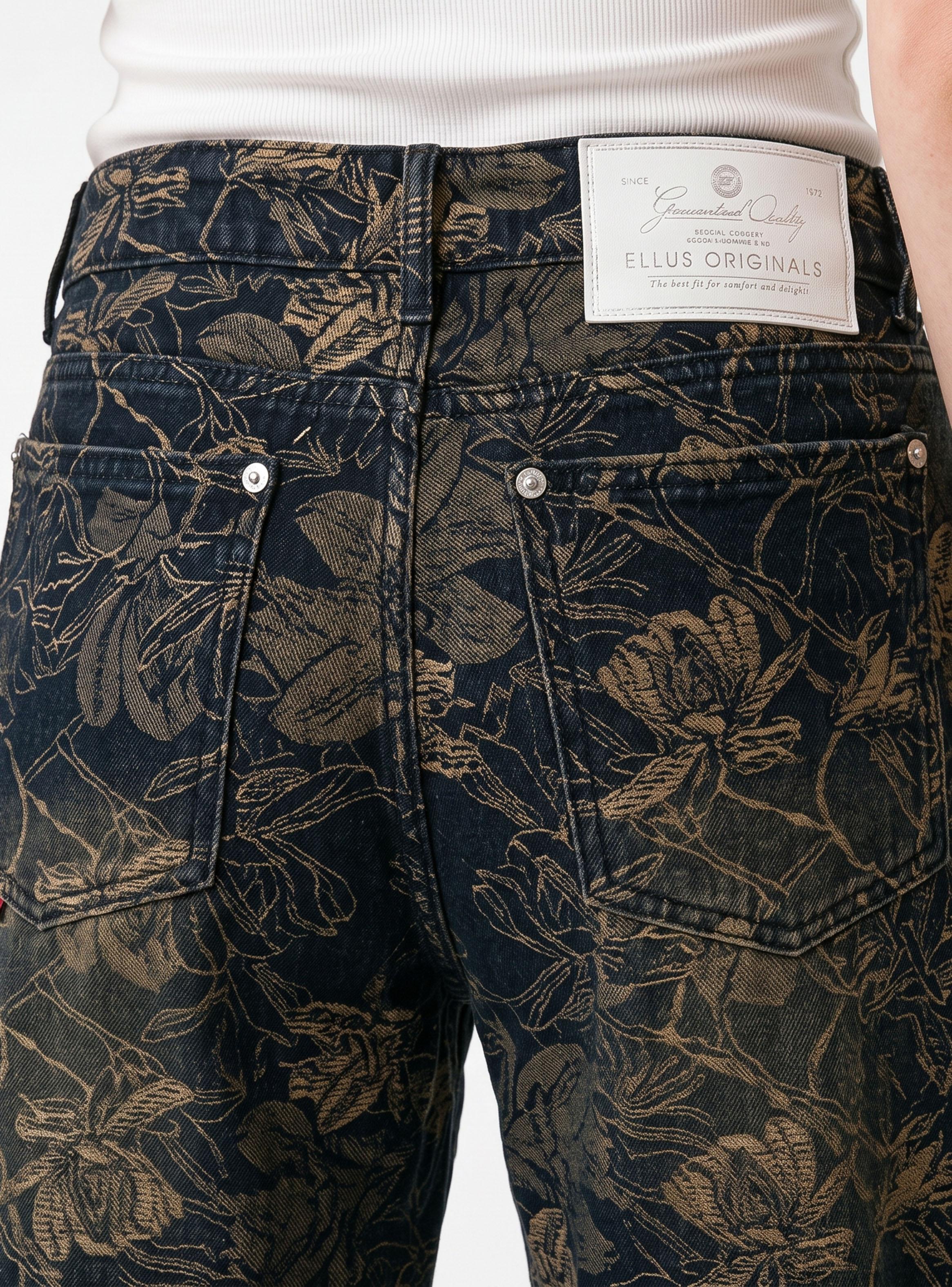 Jeans Wide Leg Jacquard Denim Med Blue-2