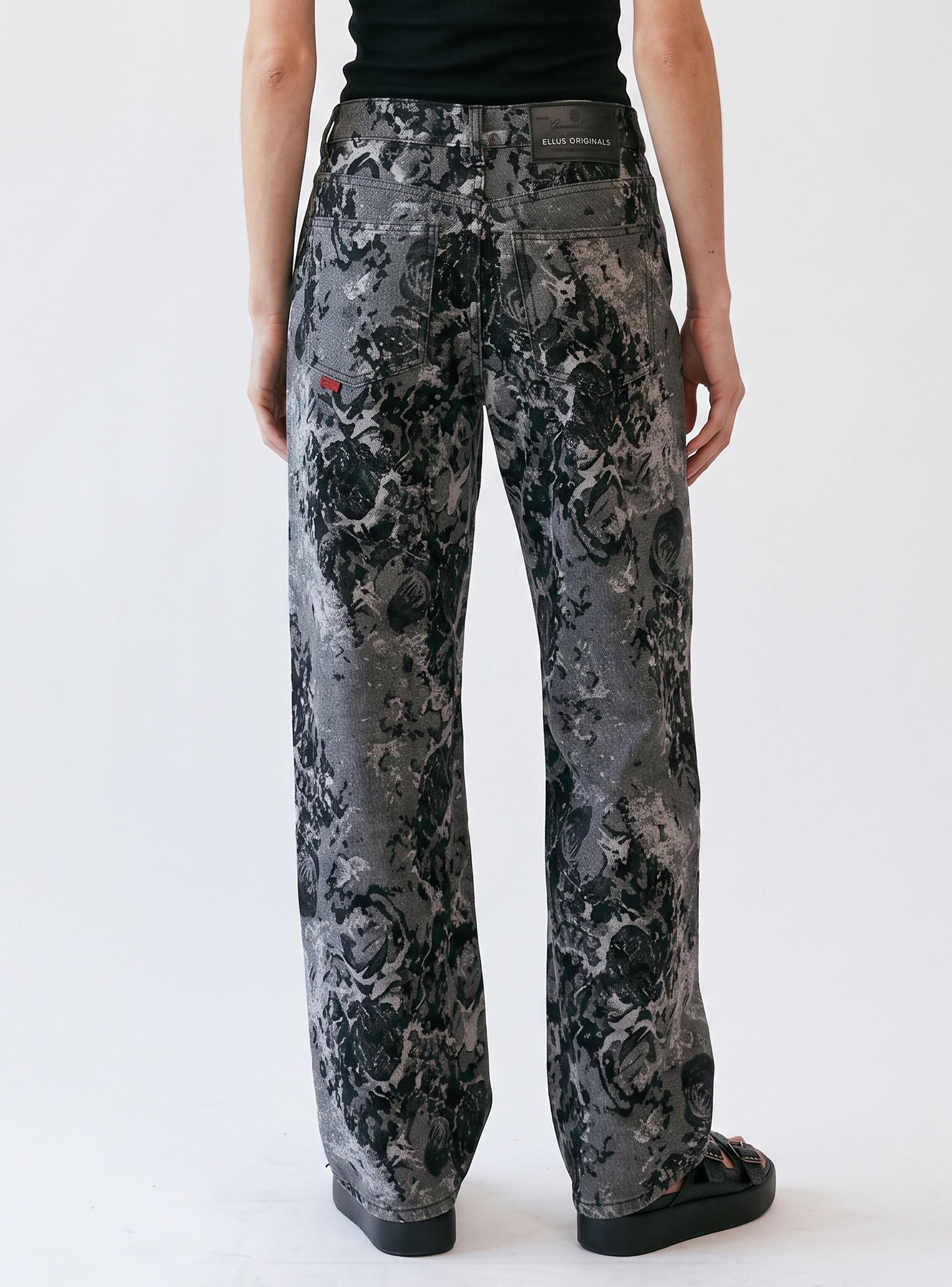 Jeans Relaxed Jacquard Black -White-1