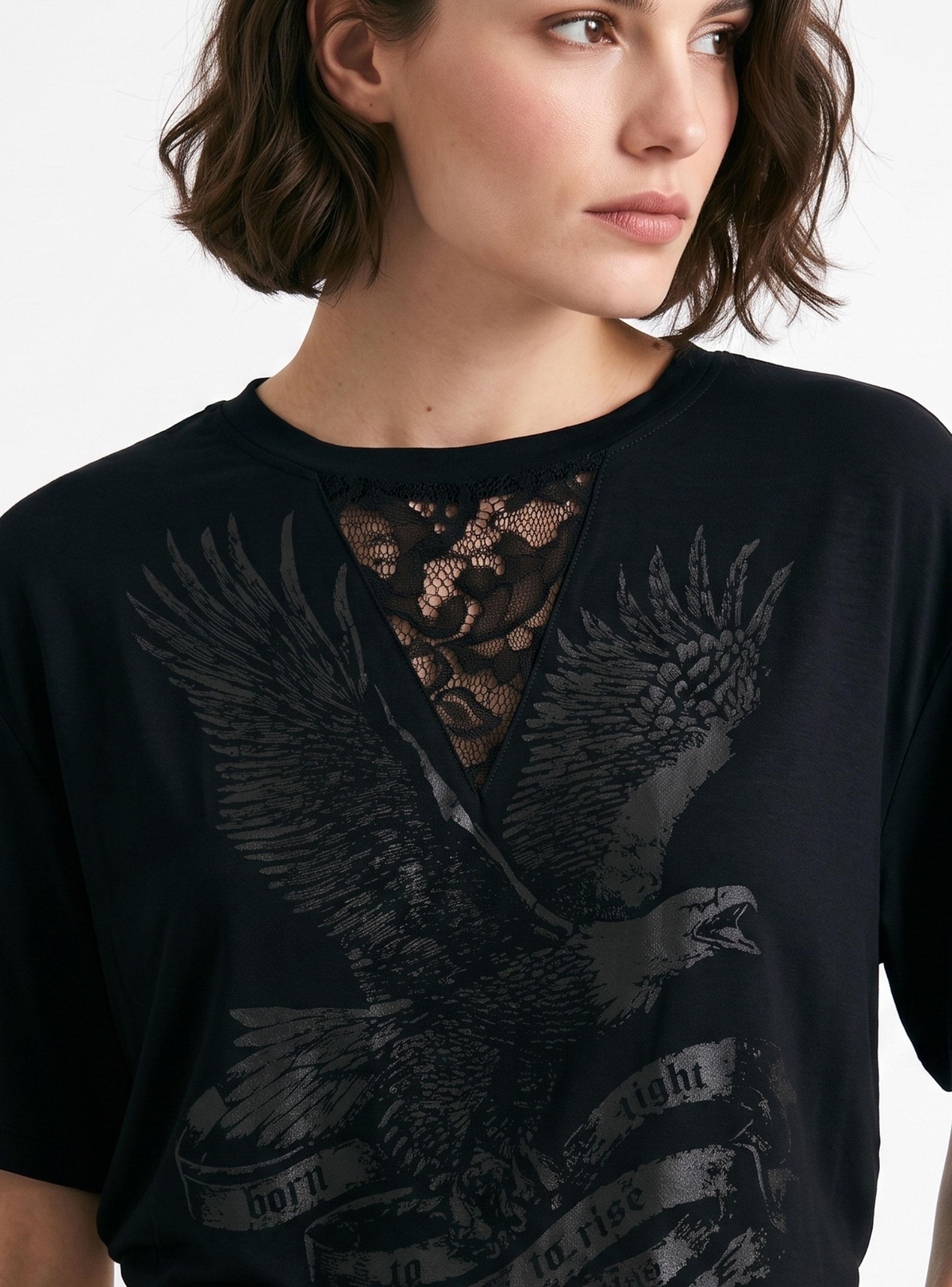 Polera Manga Corta Escote Encaje Águila-3