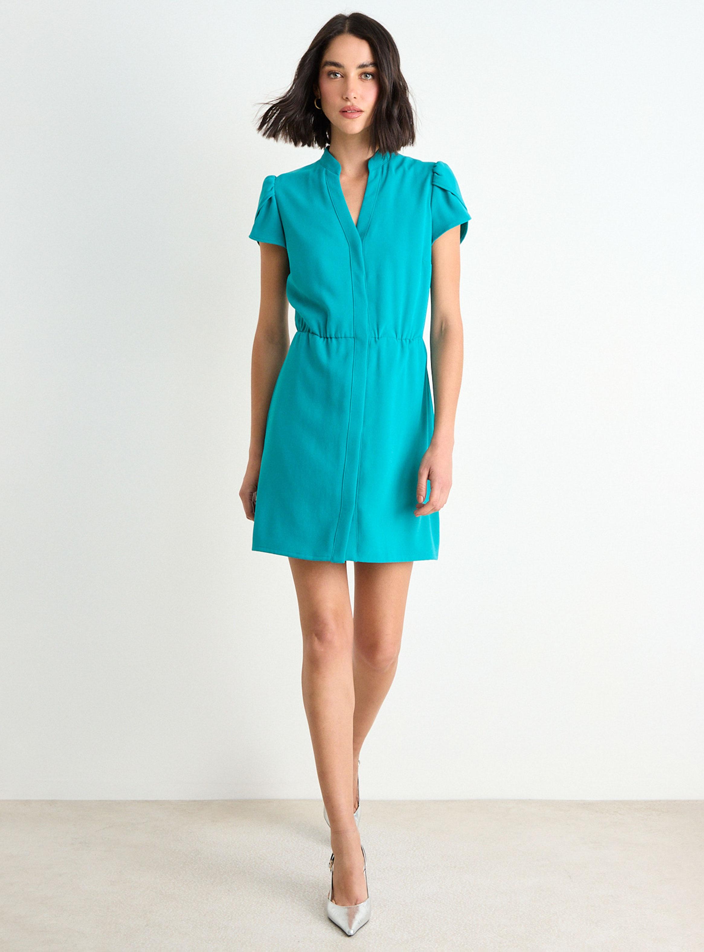 Vestido Camisero con Cuello Mao-4