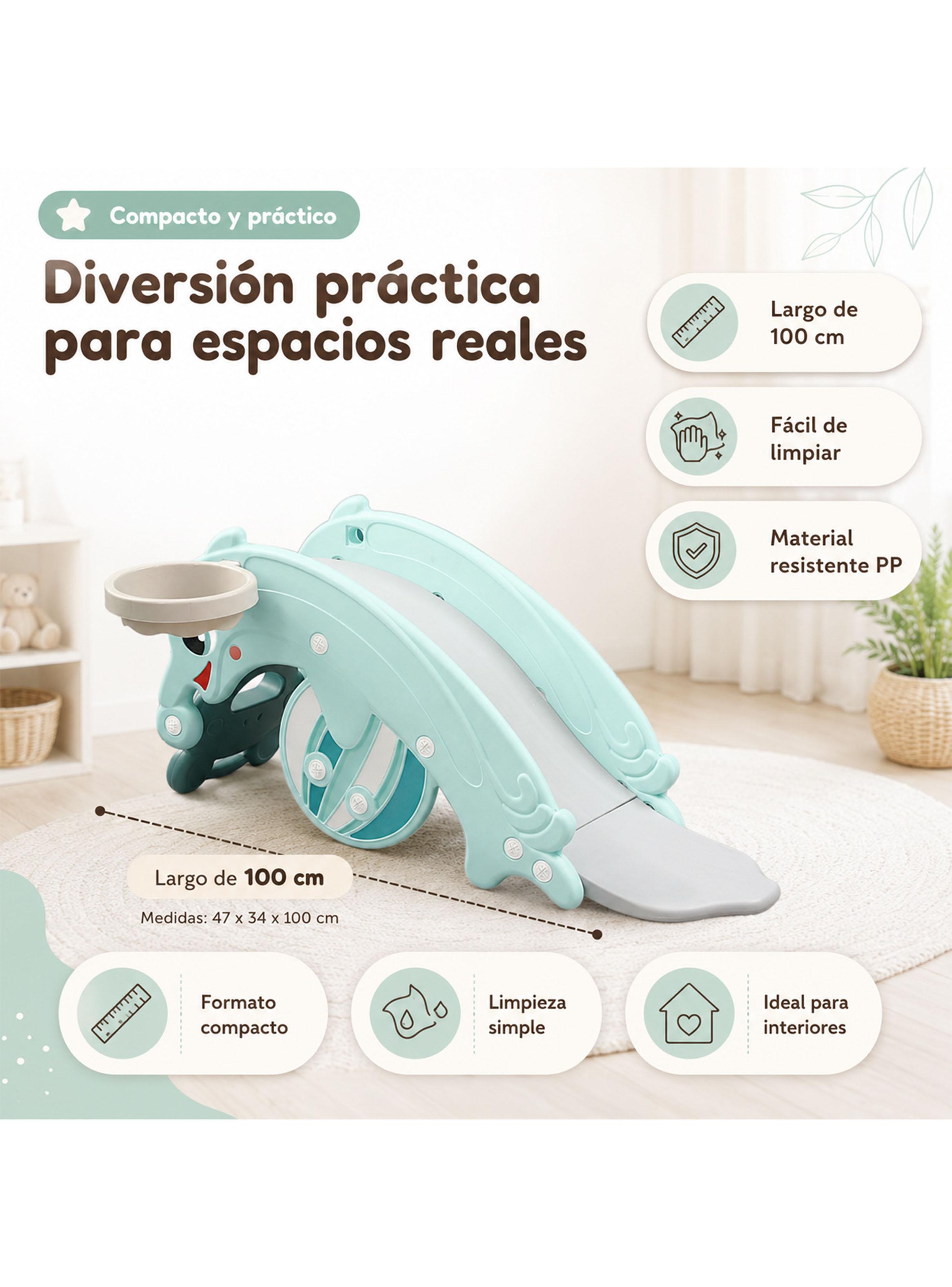 Resbalín Mecedor Delfín 2 Funciones Verde Menta-3