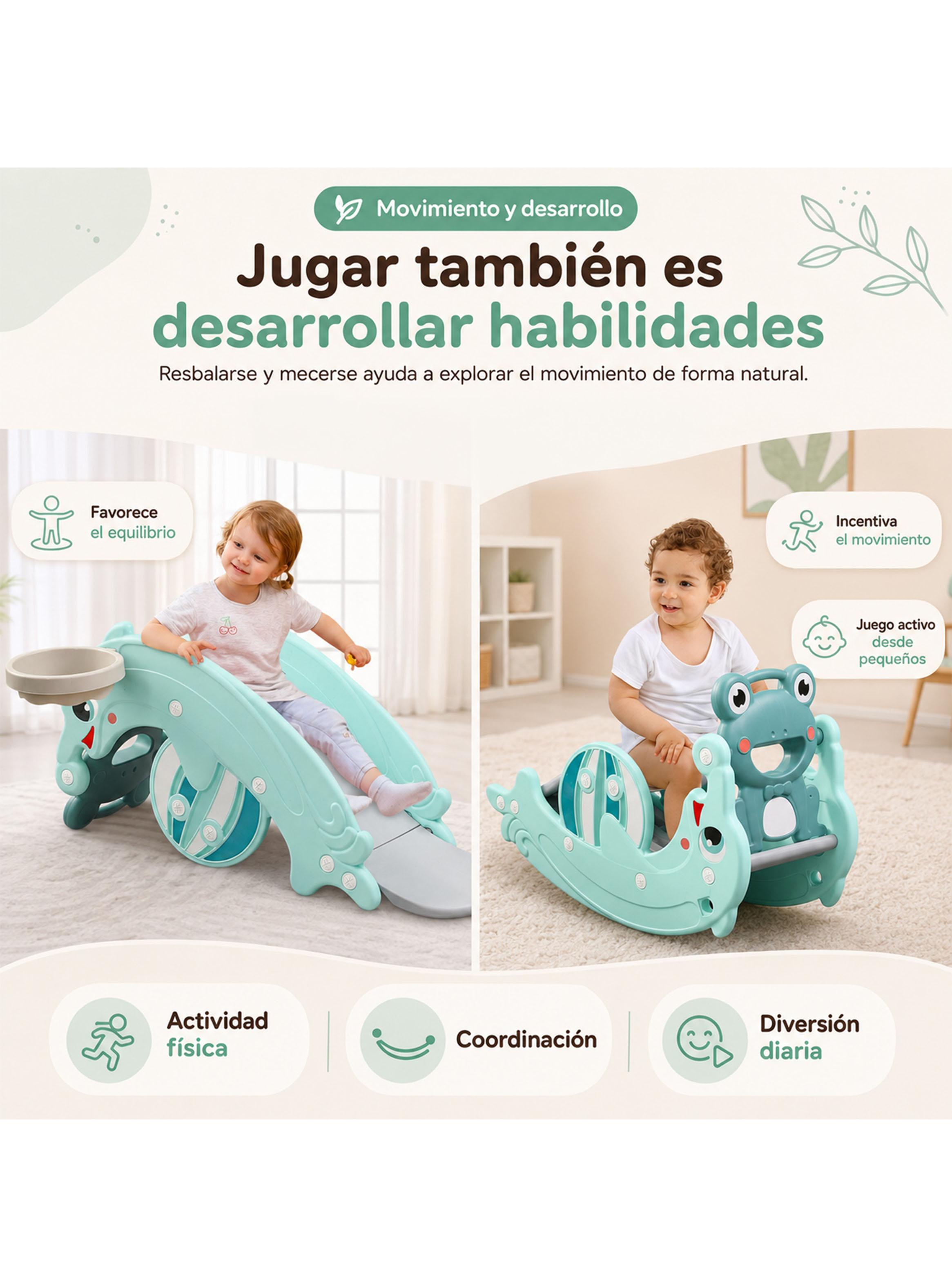Resbalín Mecedor Delfín 2 Funciones Verde Menta-4