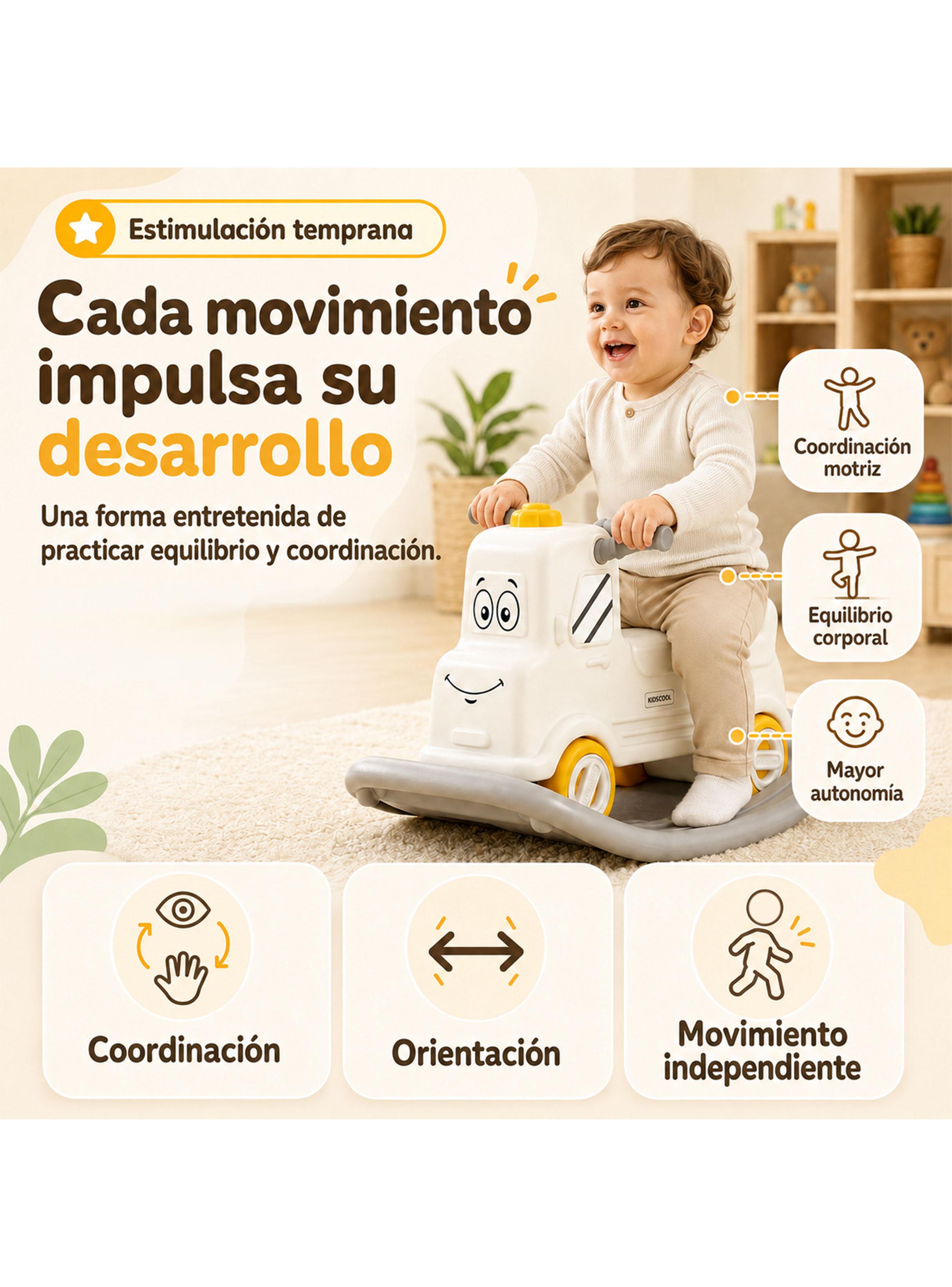 Correpasillos Caminador Mecedor Camión 3 en 1 Off White-3