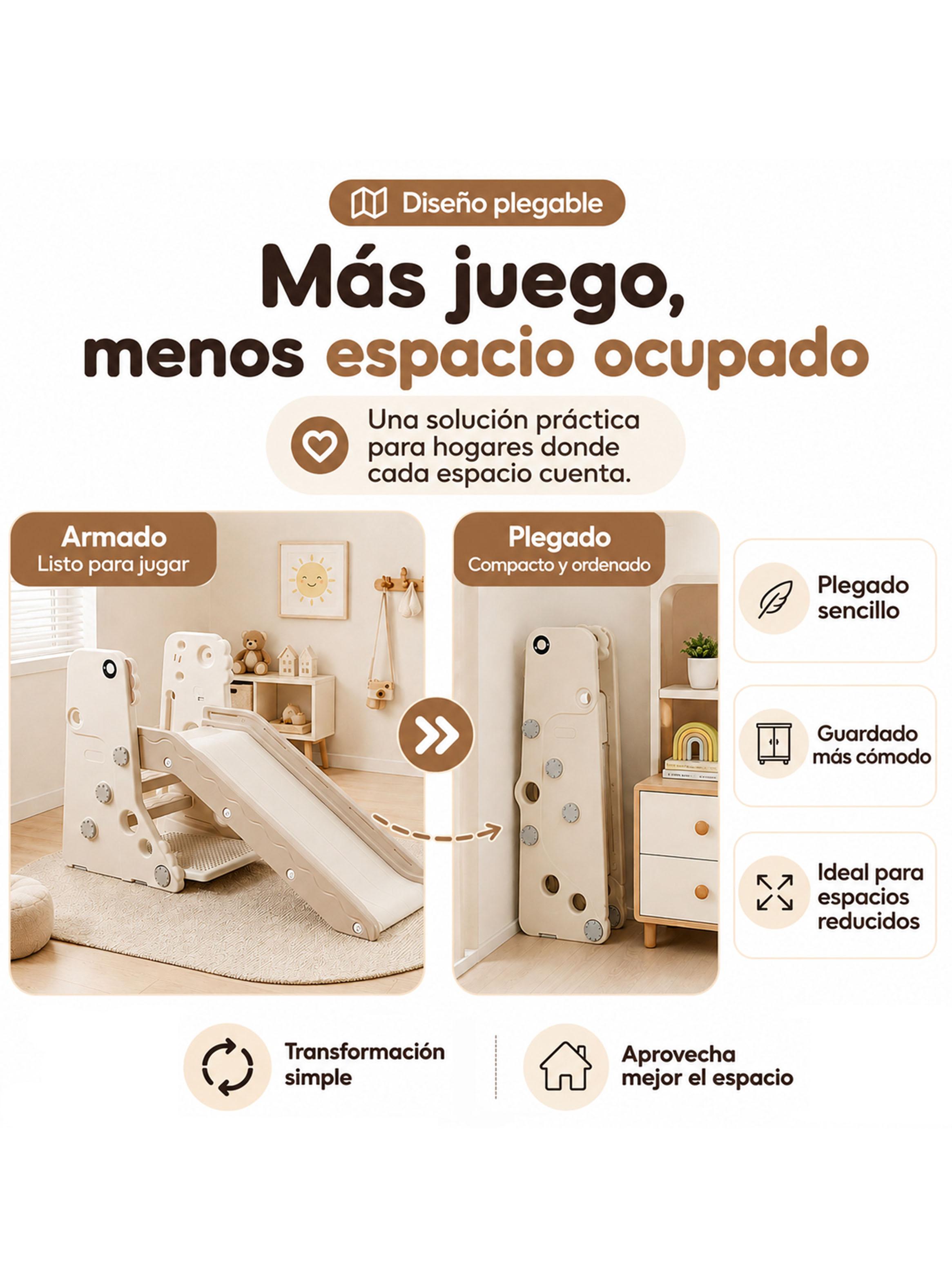 Resbalín Infantil Plegable 4 en 1 con Escritorio Off White-3