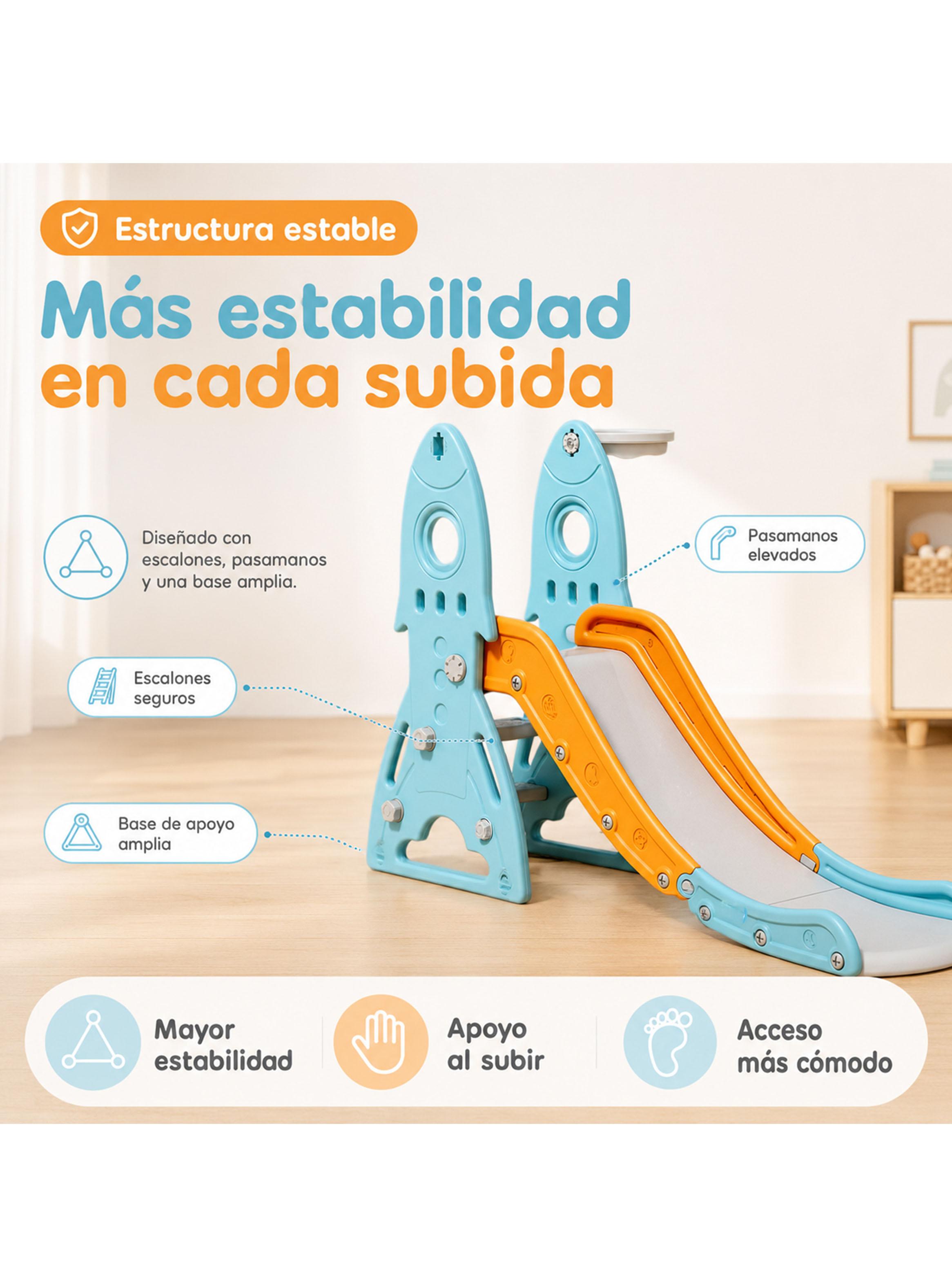 Resbalín Infantil con Aro de Básquetbol Celeste-3