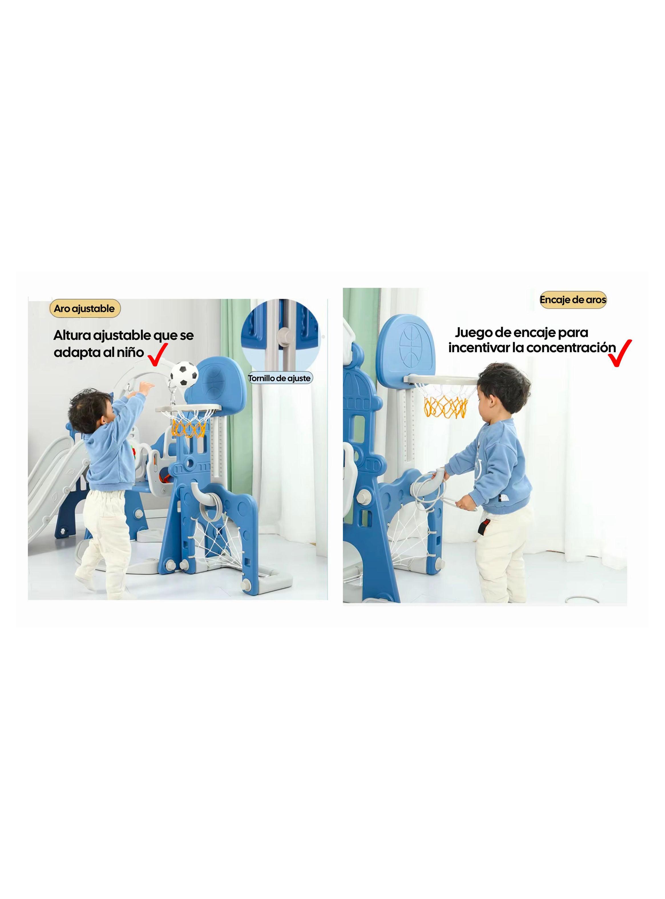 Centro de Juego Resbalín Columpio Infantil 5 en 1 Azul-4