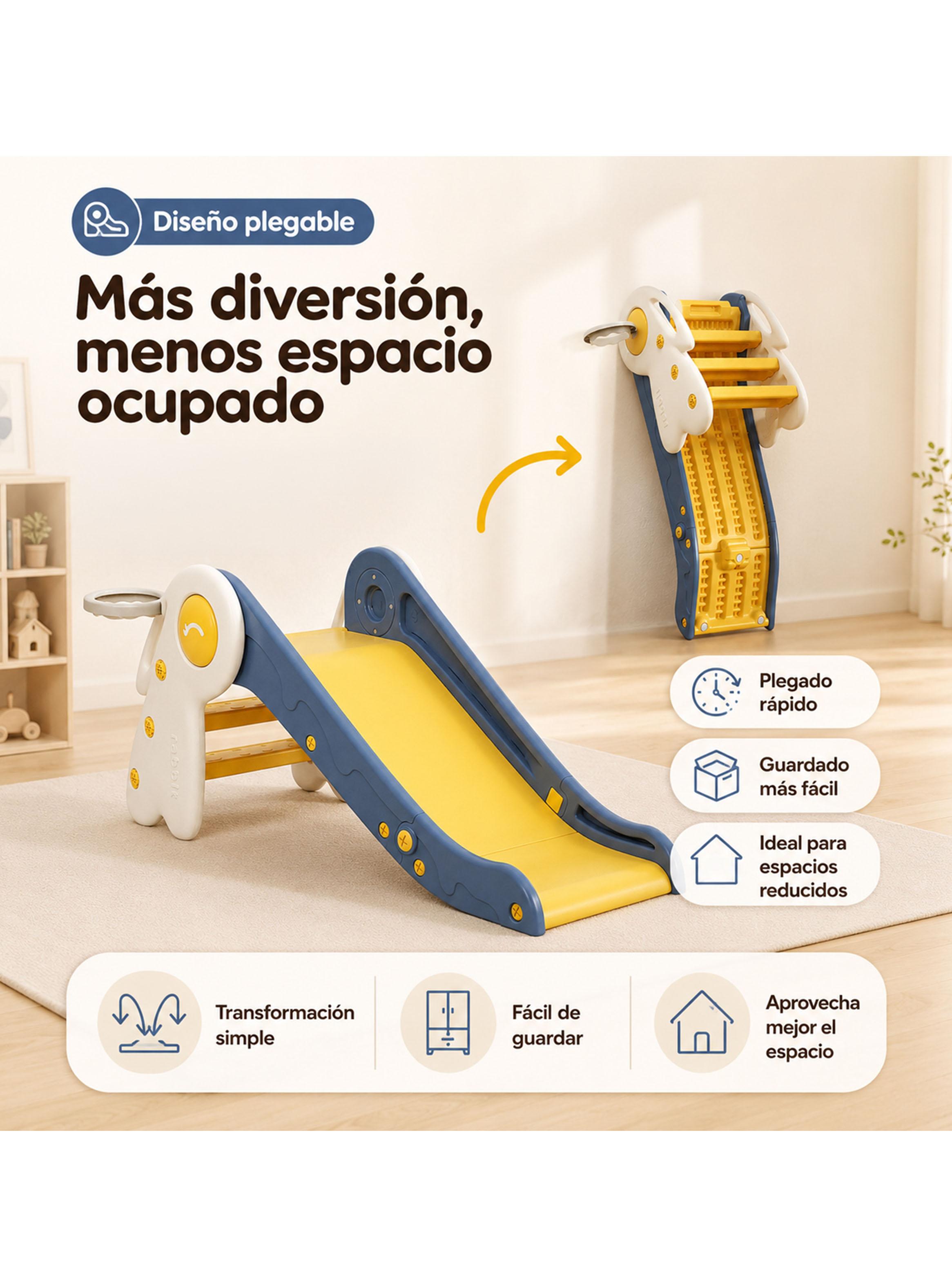 Resbalín Infantil Plegable con Aro de Básquetbol Multicolor-2