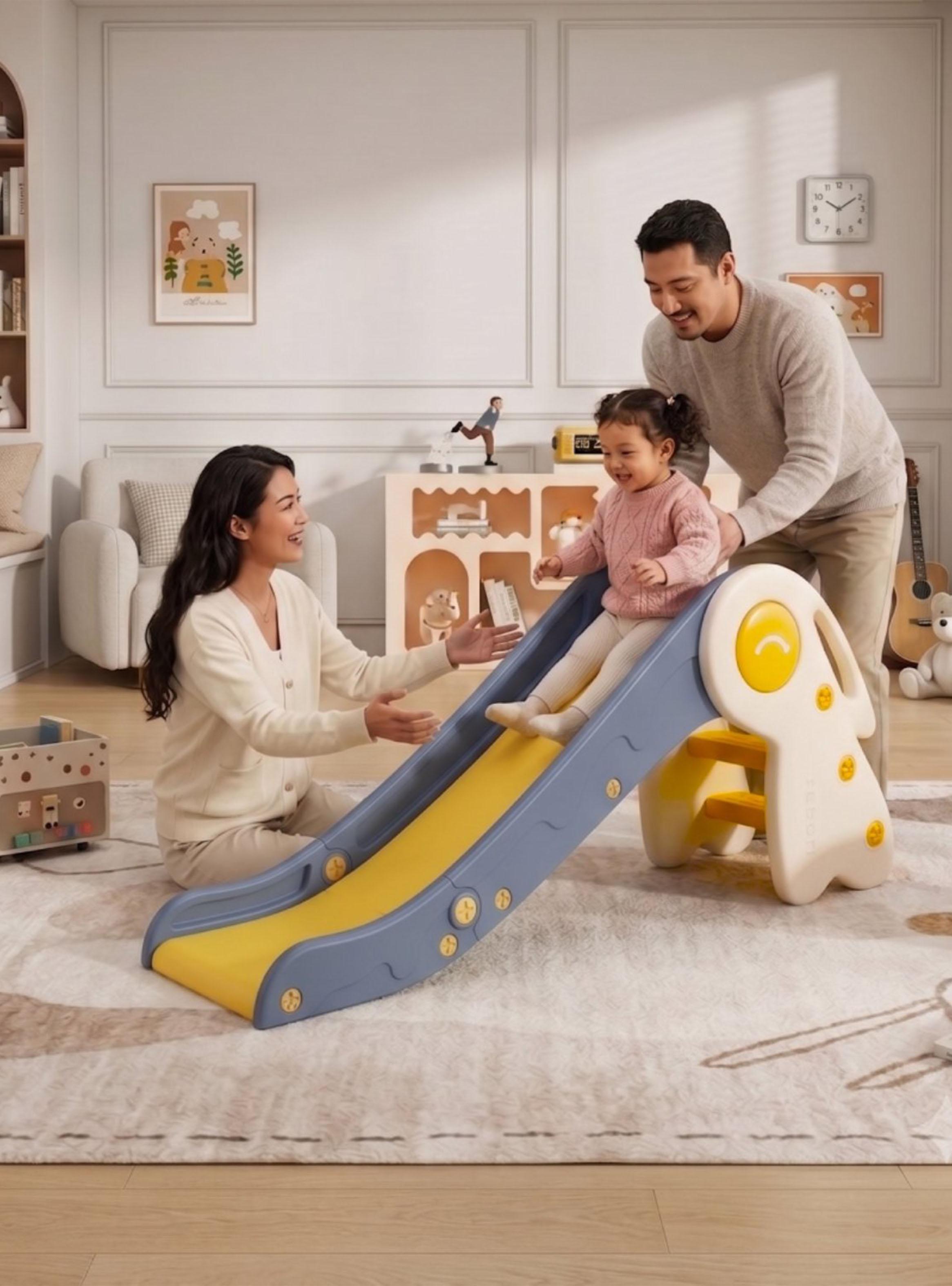 Resbalín Infantil Plegable con Aro de Básquetbol Multicolor-5