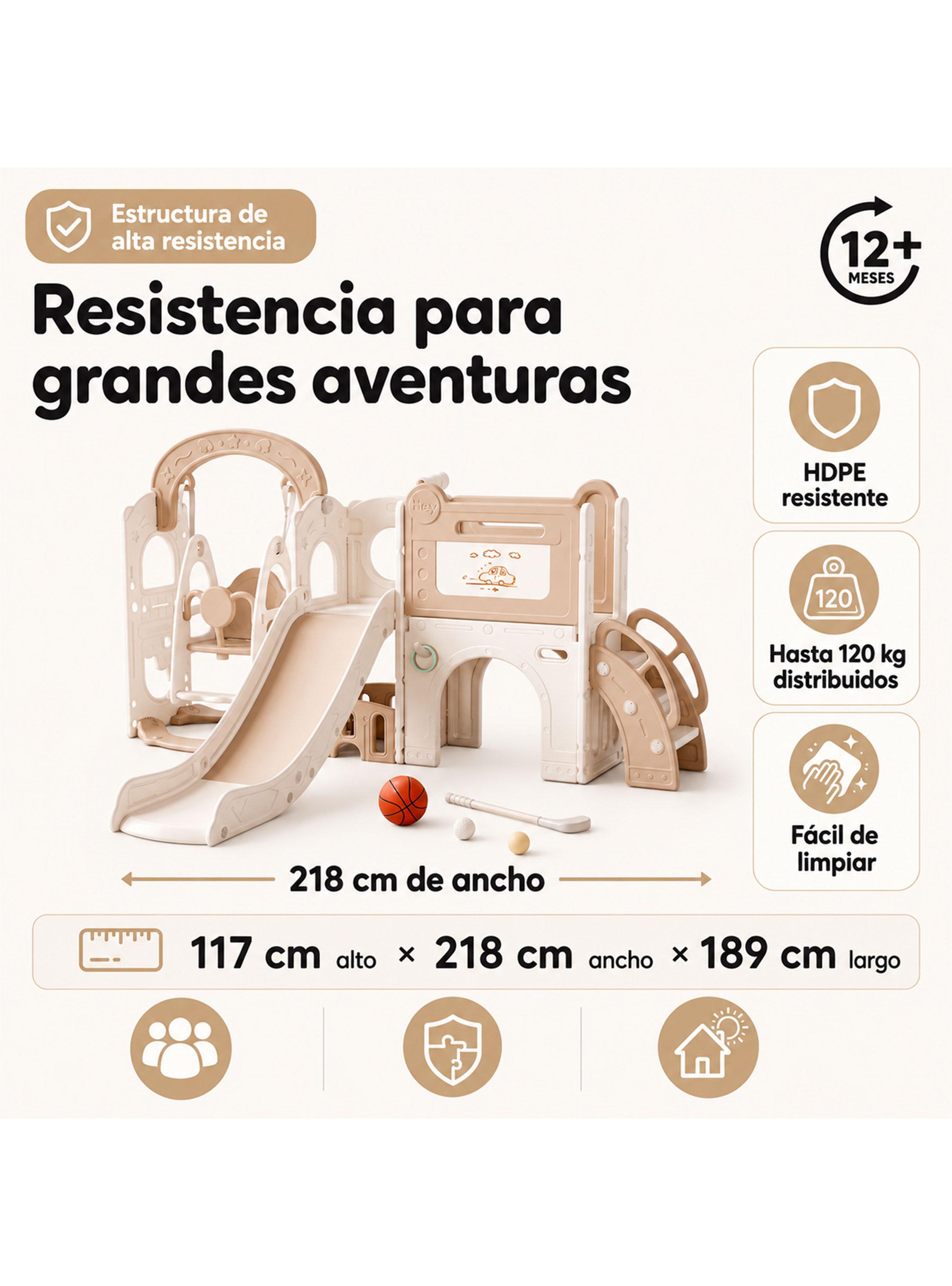 Centro de Juegos Resbalín Columpio 9 en 1 Estilo Off White-4