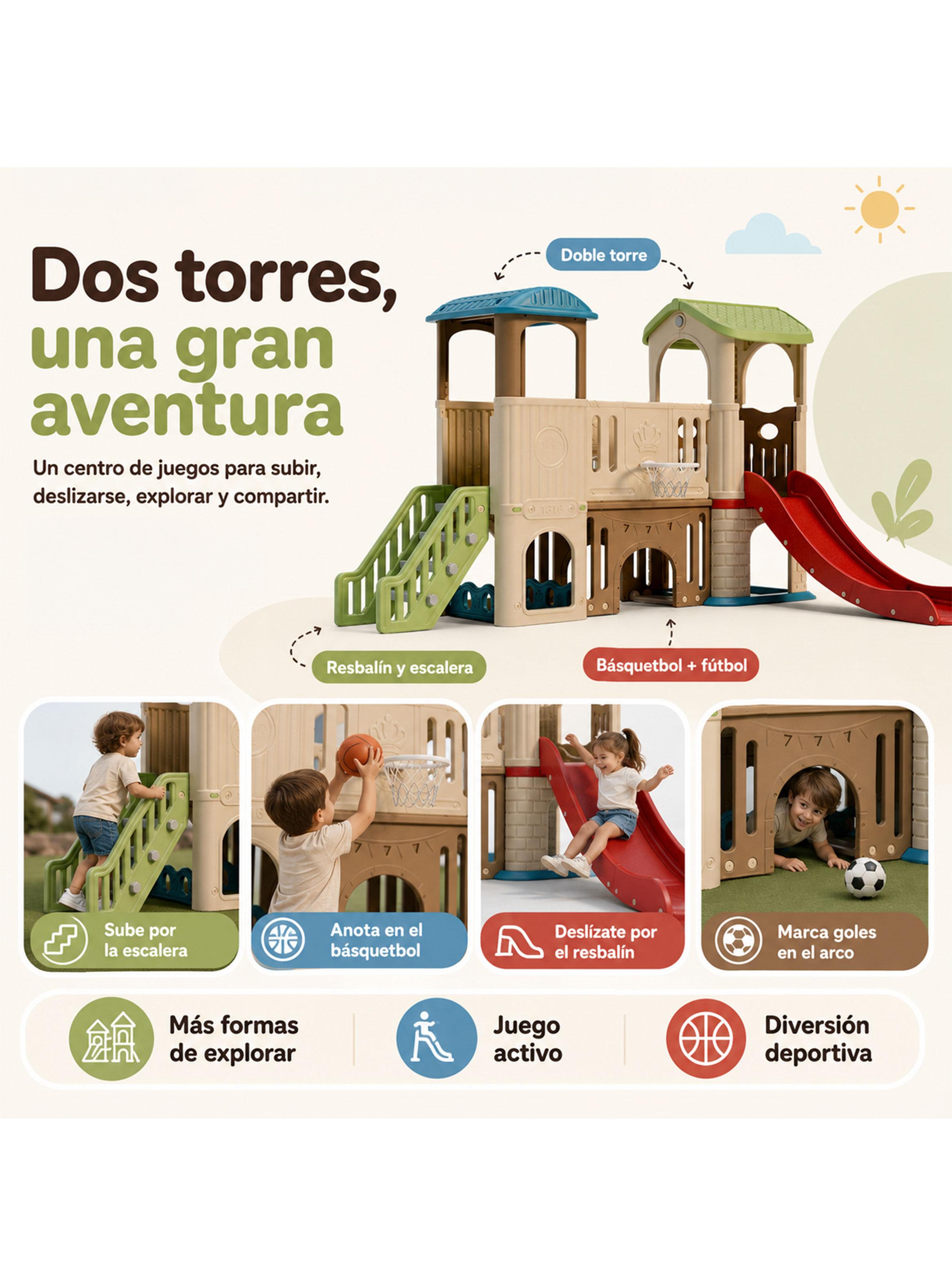 Centro de Juego Infantil Dos Torres Off White Colores-2