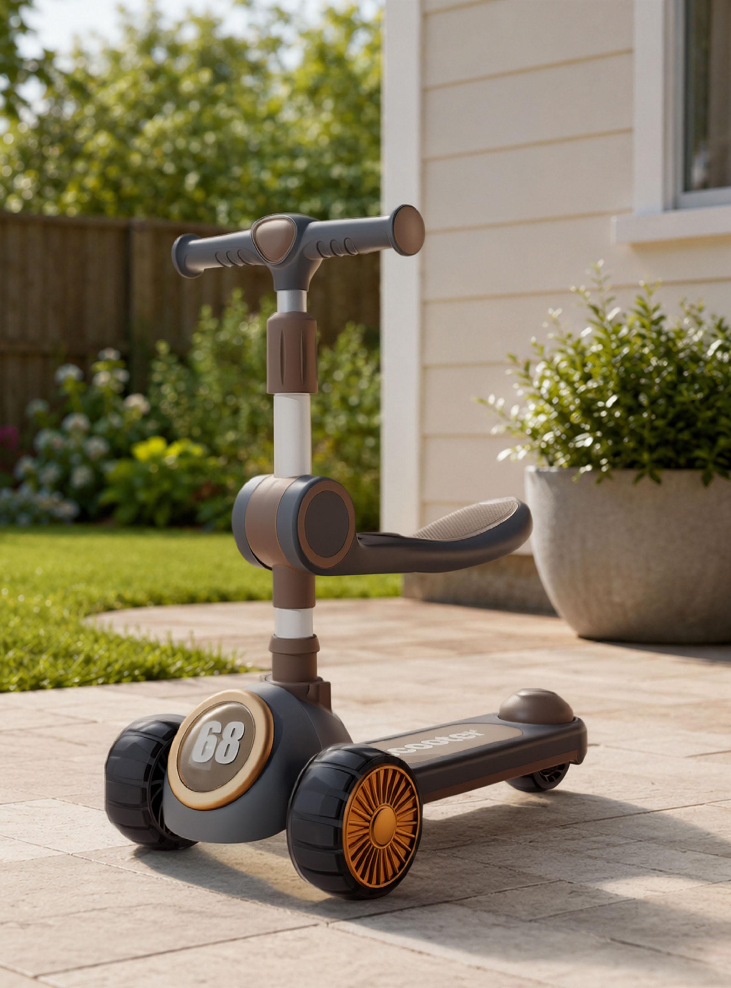 Scooter Infantil 3 en 1 Plegable con Asiento Gris-5