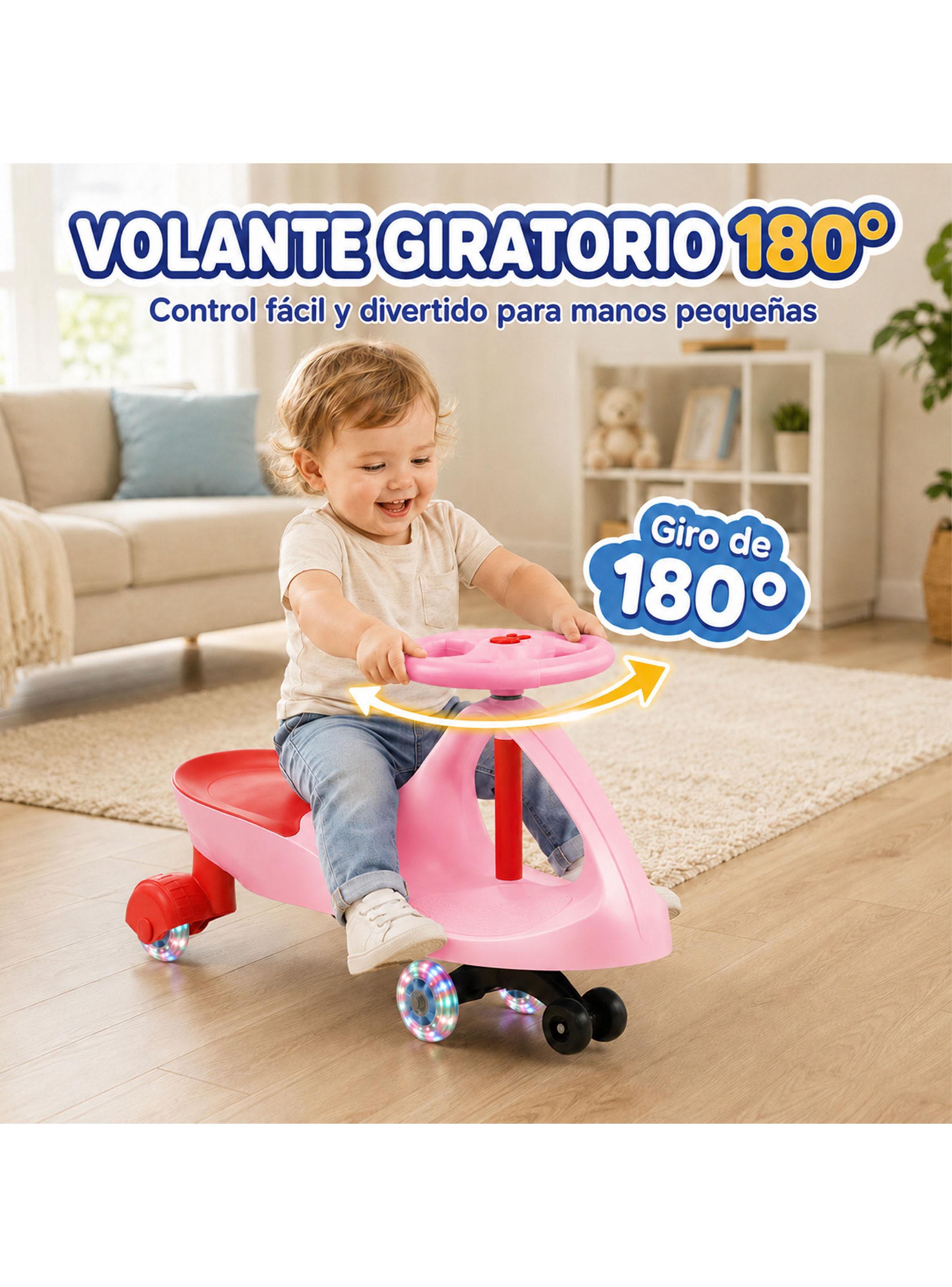 Correpasillo Swing Car Auto Giratorio con Luces Rosado-4