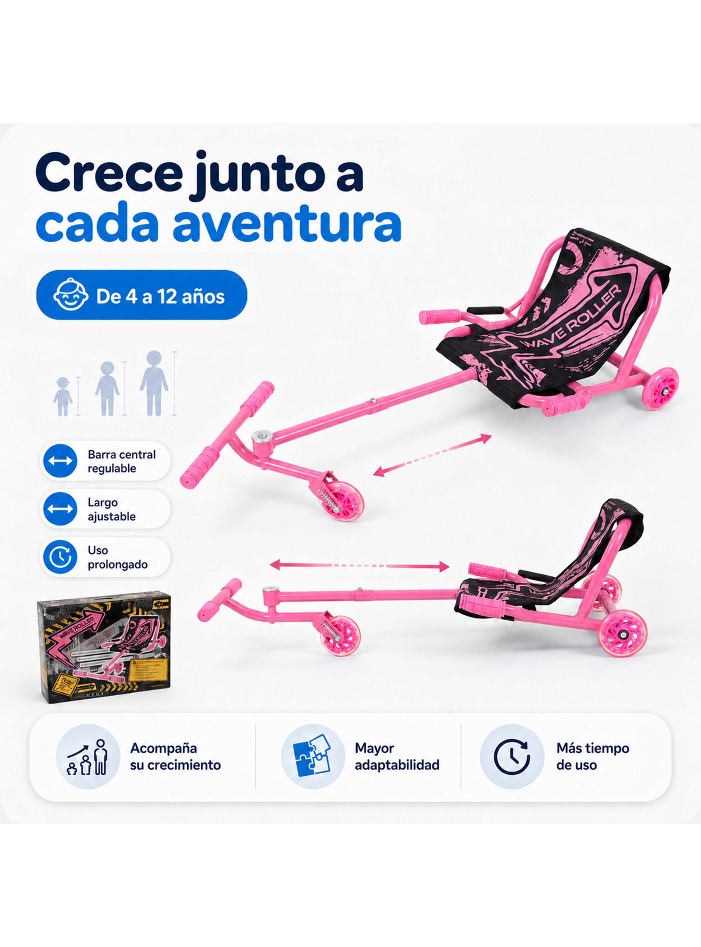 Triciclo Easy Roller con Luces Wave Roller Rosado-2
