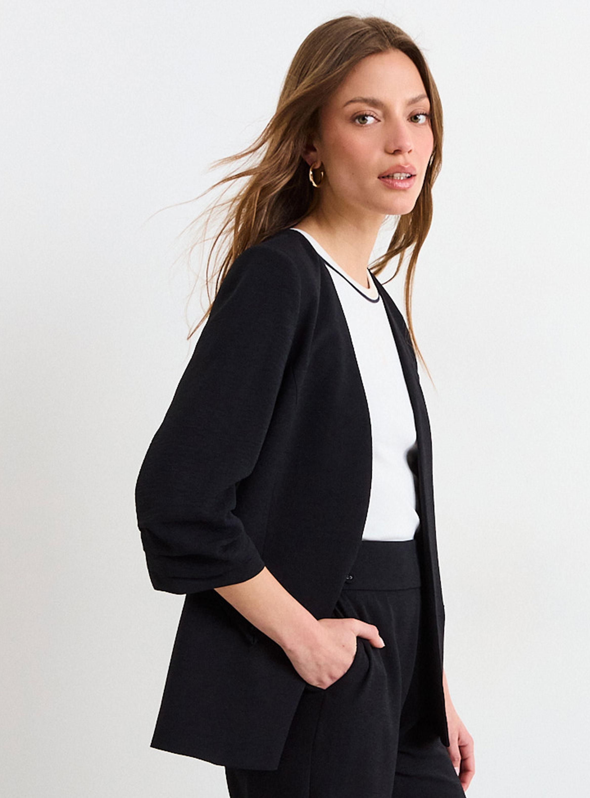 Blazer Liso Cuello V Mangas 3/4 Regular Poliéster-2
