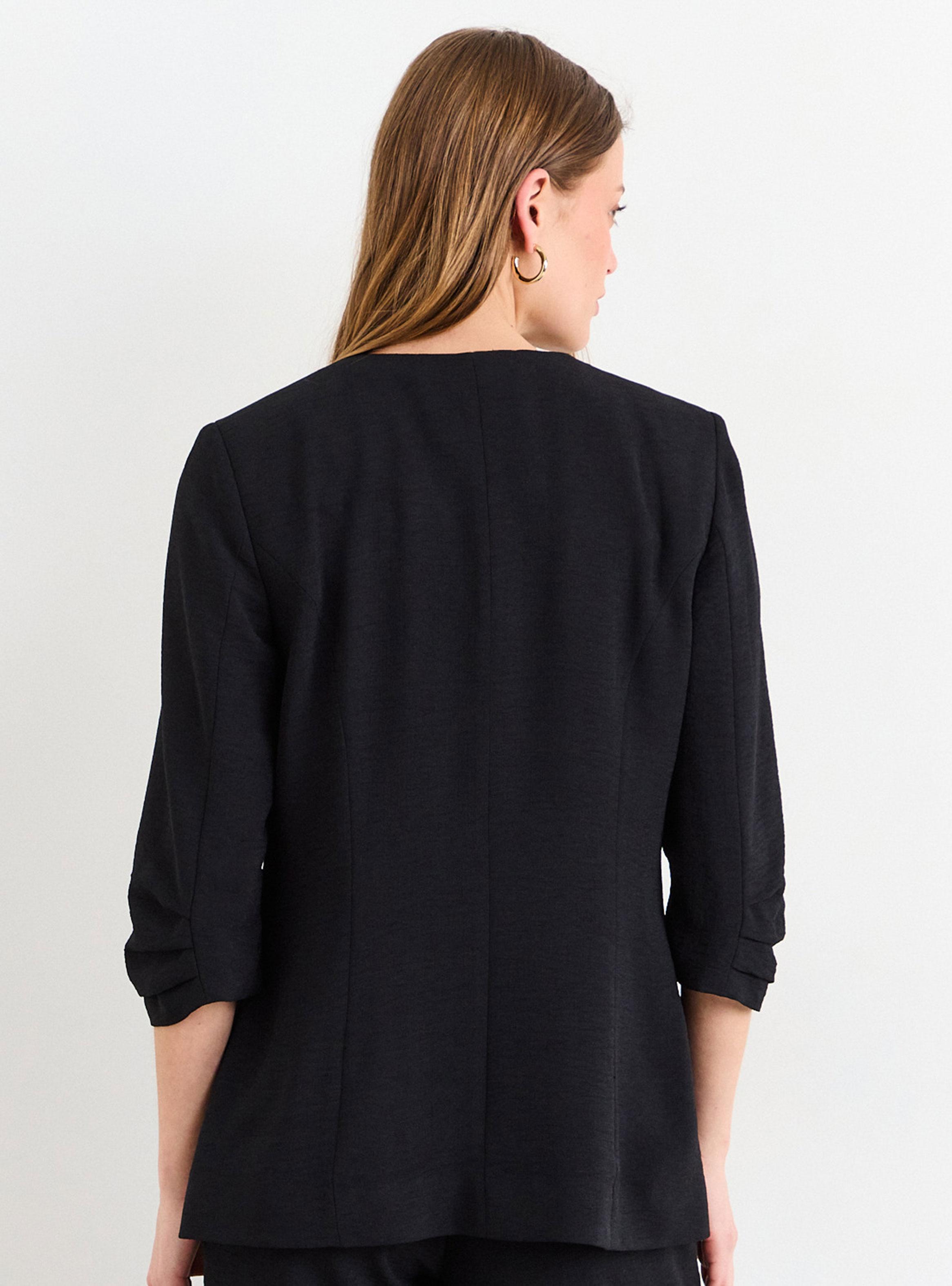 Blazer Liso Cuello V Mangas 3/4 Regular Poliéster-1