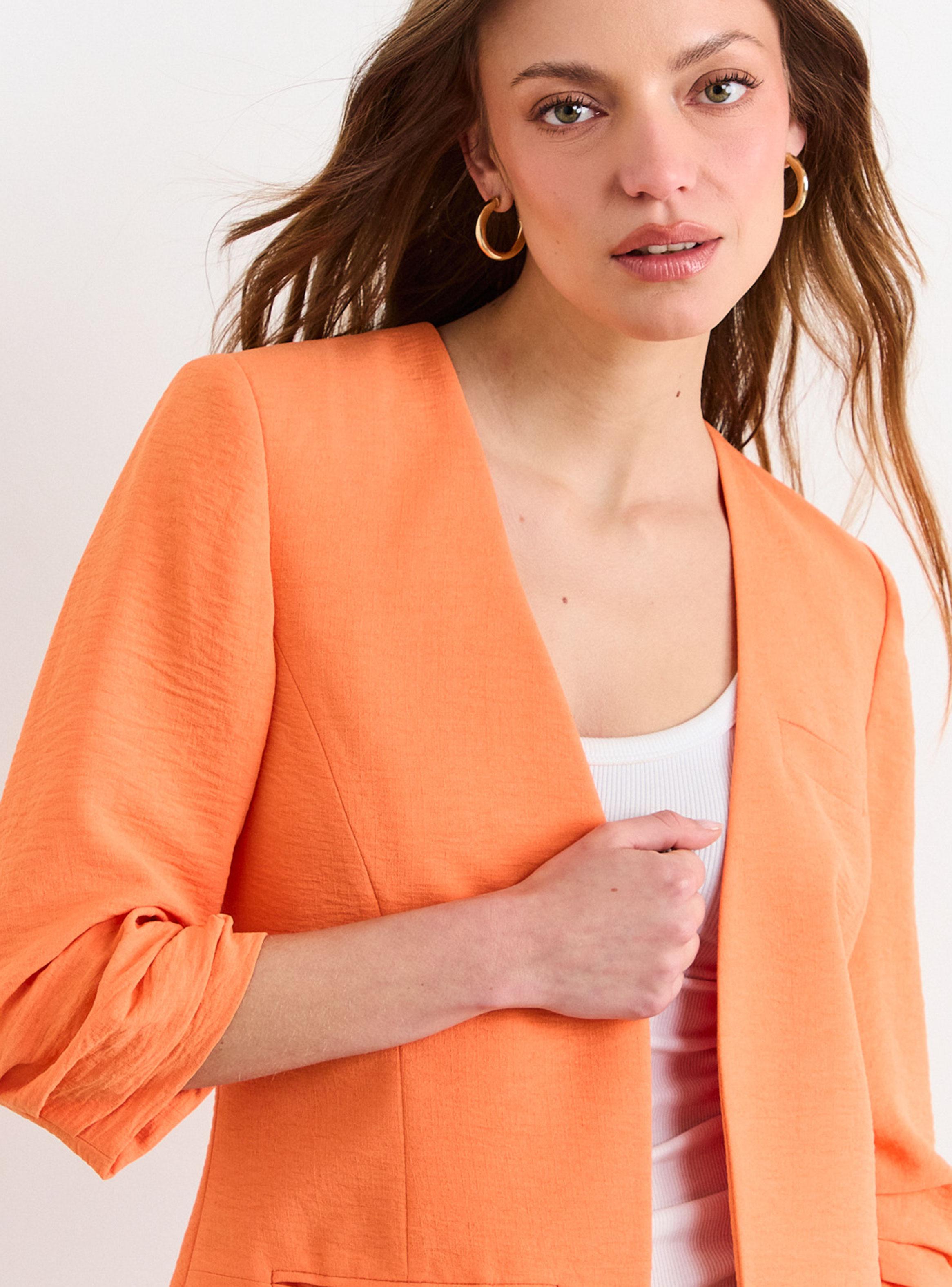 Blazer con Cuello V Mangas Tres Cuartos-3